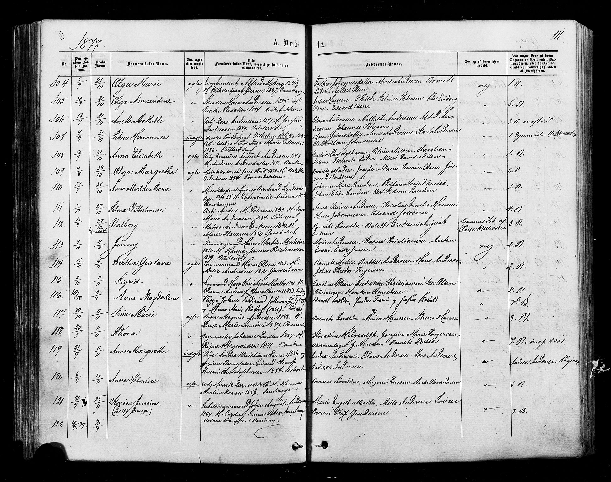 Halden prestekontor Kirkebøker, AV/SAO-A-10909/F/Fa/L0009: Parish register (official) no. I 9, 1866-1877, p. 111