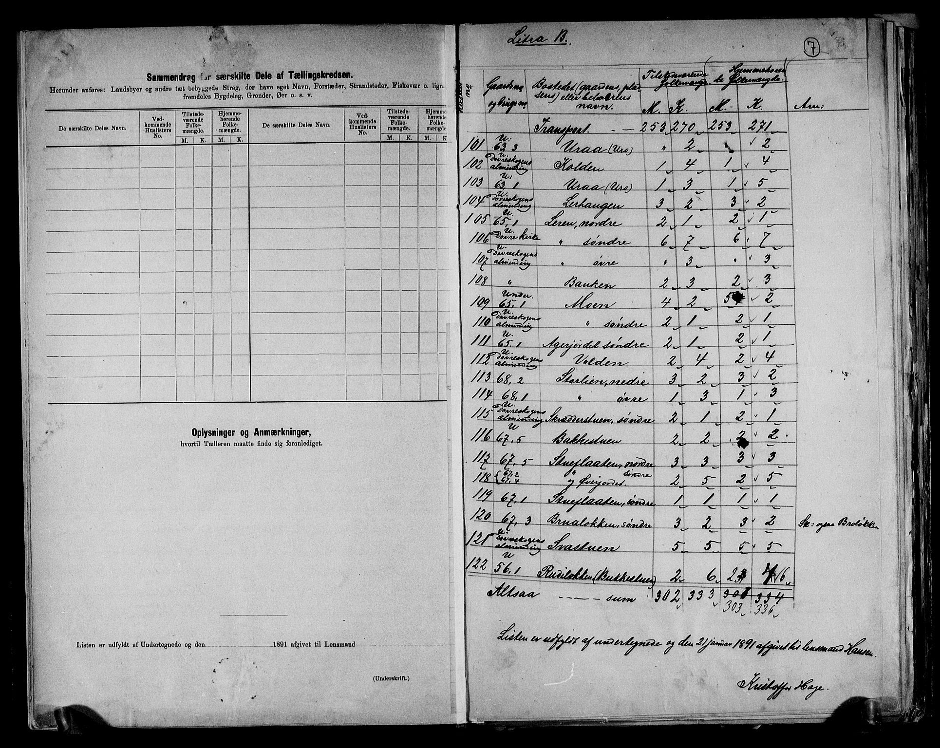 RA, 1891 census for 0511 Dovre, 1891, p. 7