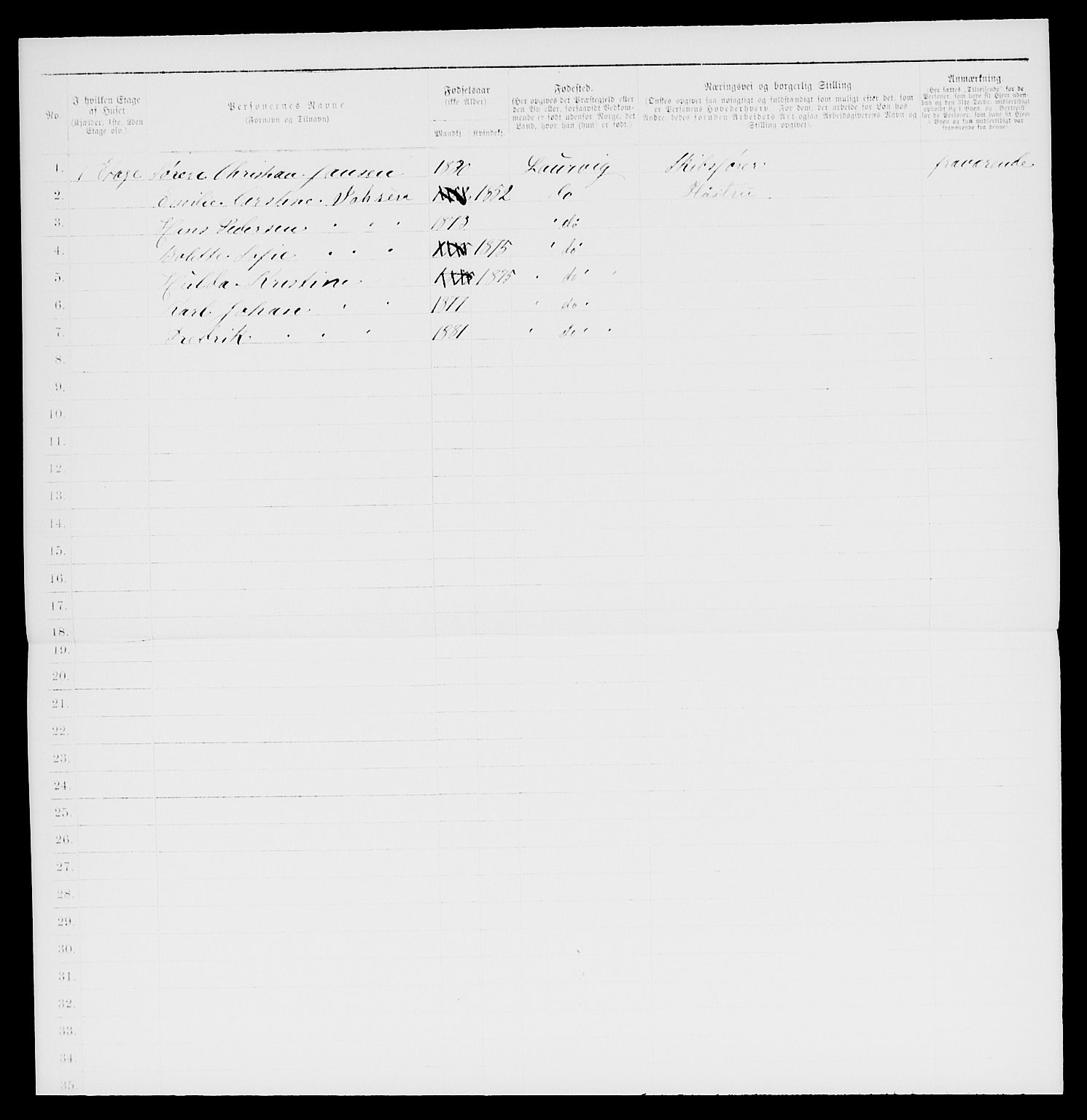 SAKO, 1885 census for 0707 Larvik, 1885, p. 1915