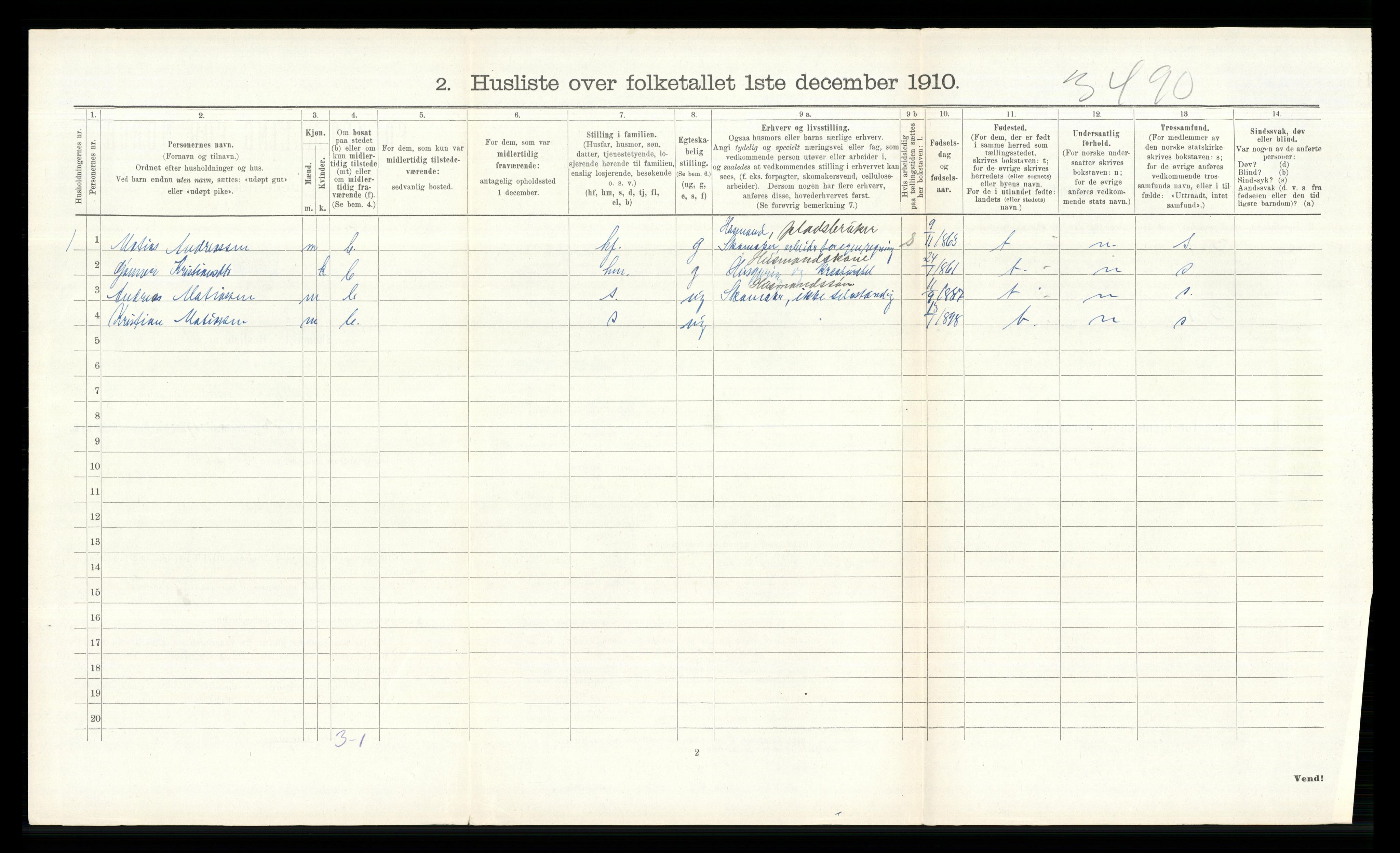 RA, 1910 census for Ringsaker, 1910, p. 888