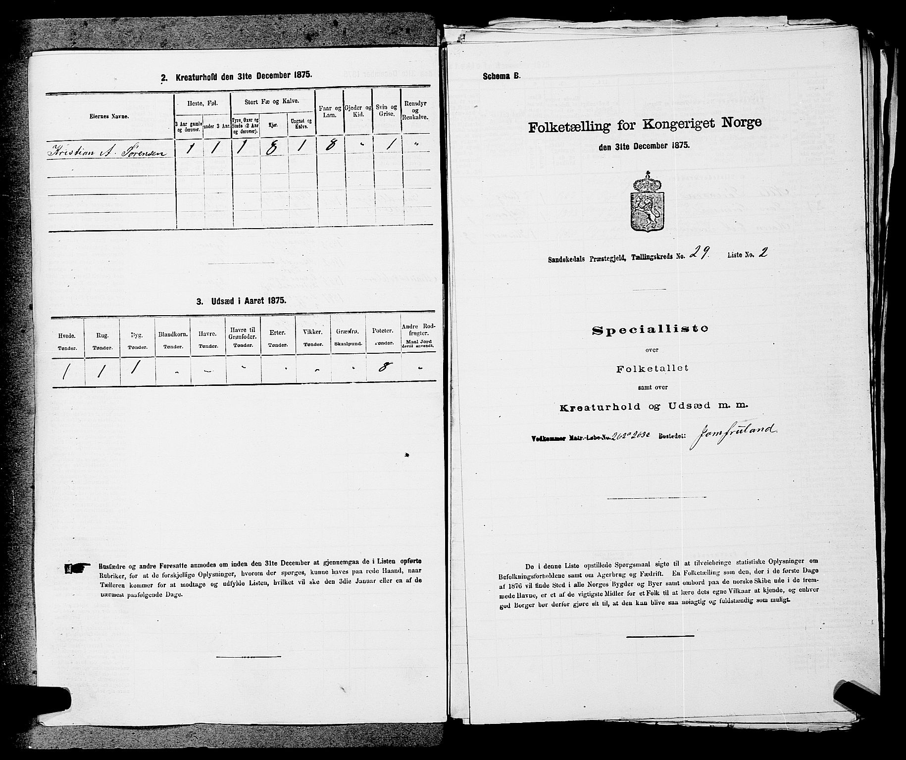 SAKO, 1875 census for 0816P Sannidal, 1875, p. 2234
