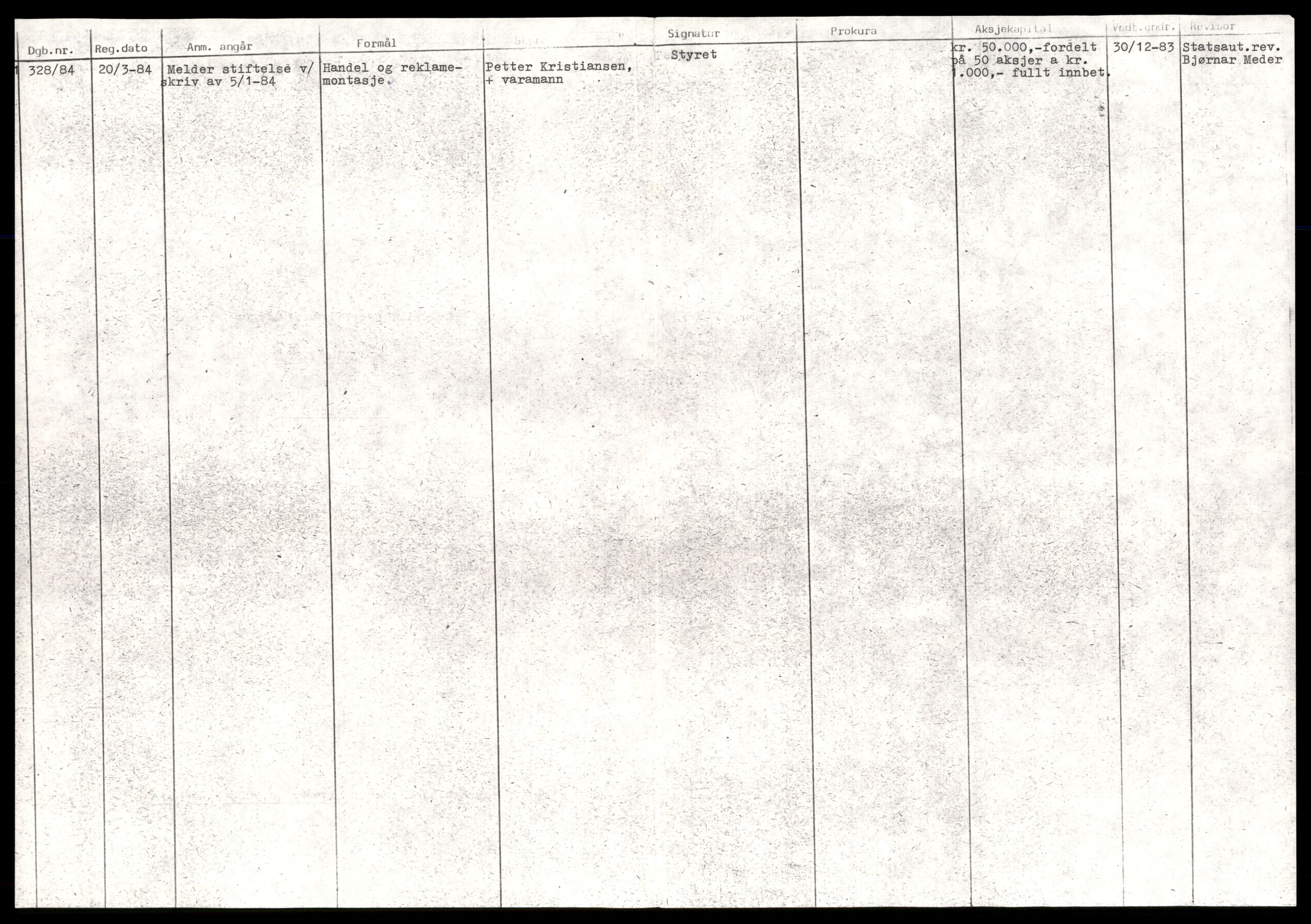 Trondheim byfogd, AV/SAT-A-0003/2/J/Jd/Jdd/L0043: Aksjeselskap, Pk-På, 1944-1990, p. 2