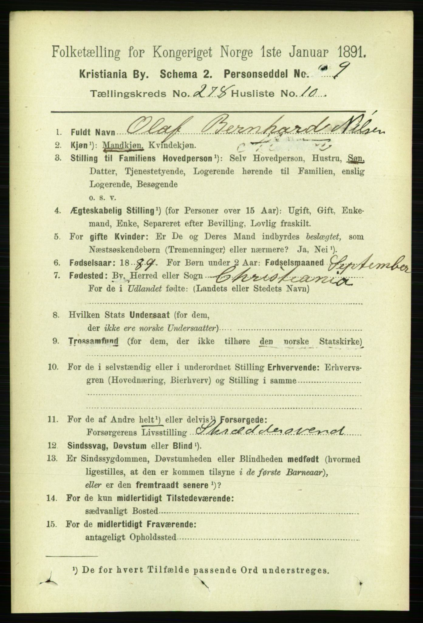 RA, 1891 census for 0301 Kristiania, 1891, p. 168998