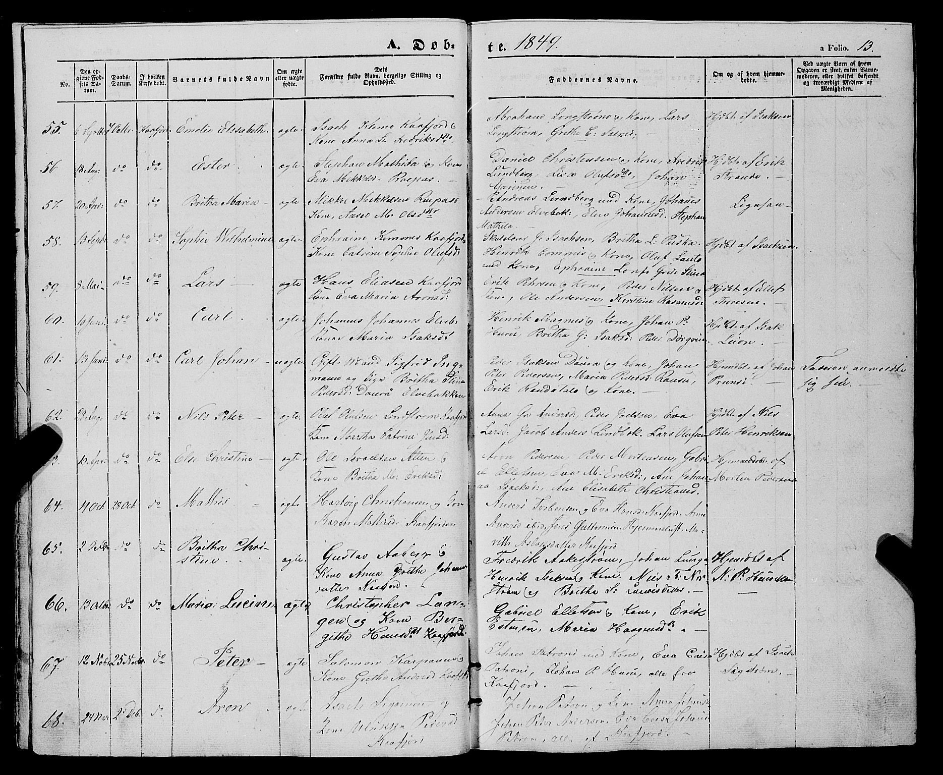 Talvik sokneprestkontor, AV/SATØ-S-1337/H/Ha/L0016kirke: Parish register (official) no. 16, 1847-1857, p. 13