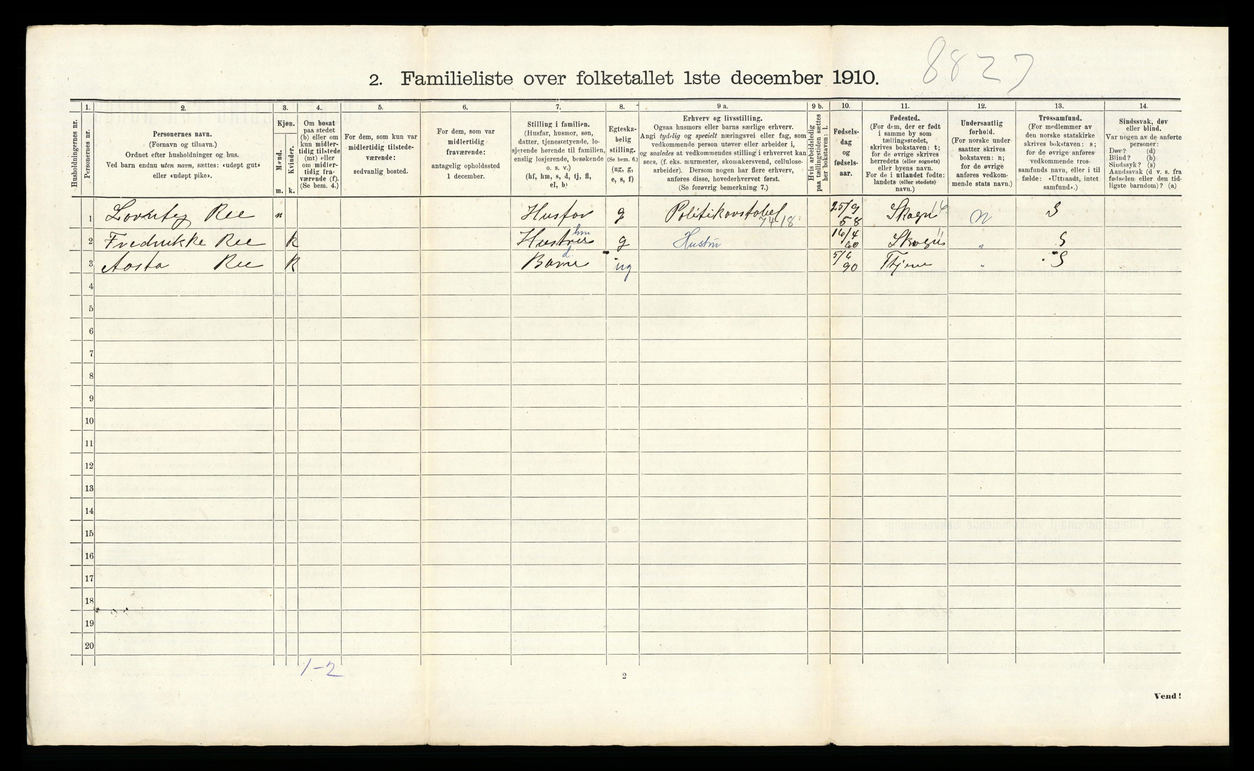 RA, 1910 census for Trondheim, 1910, p. 23636