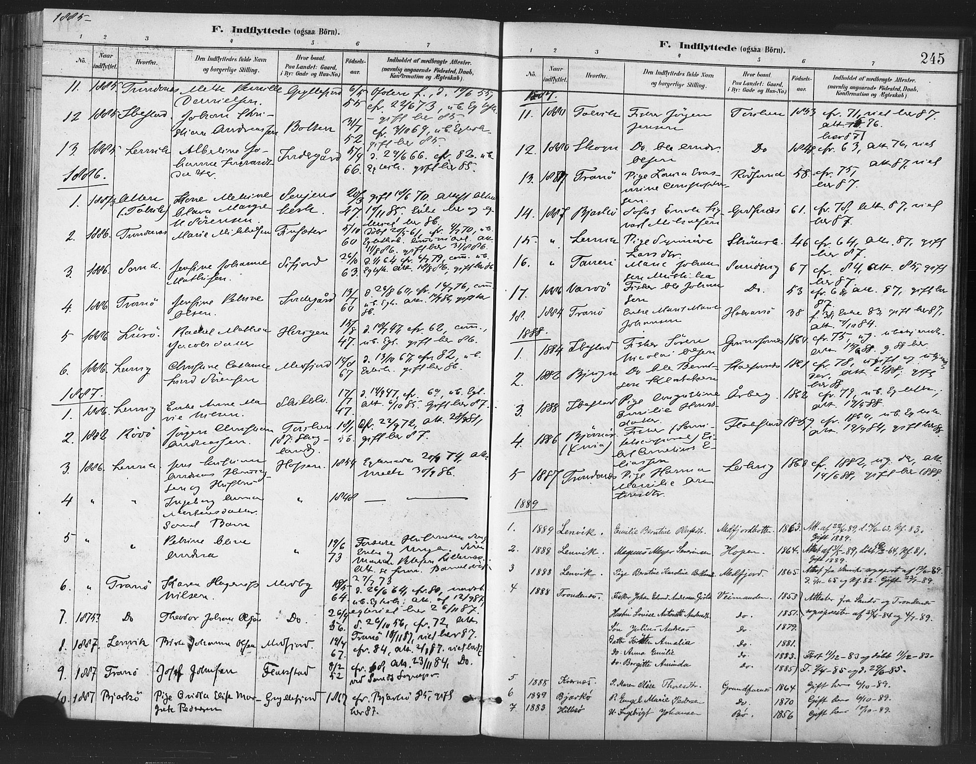 Berg sokneprestkontor, SATØ/S-1318/G/Ga/Gaa/L0004kirke: Parish register (official) no. 4, 1880-1894, p. 245