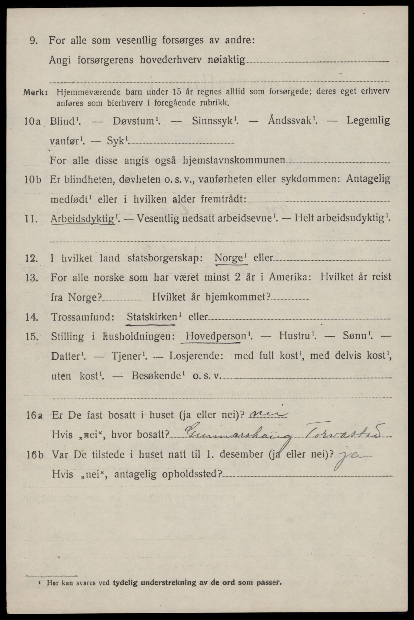 SAST, 1920 census for Torvastad, 1920, p. 4923