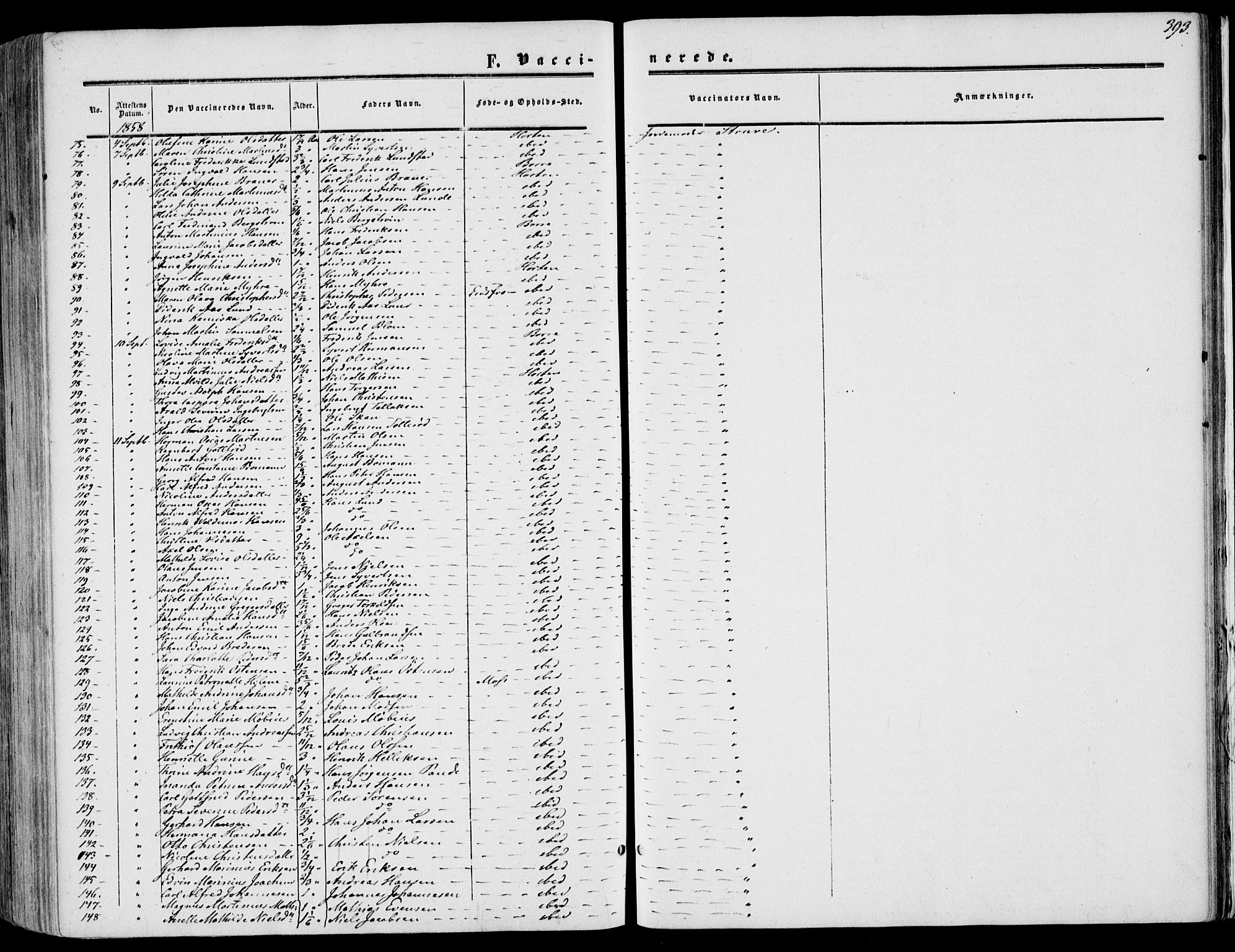 Borre kirkebøker, AV/SAKO-A-338/F/Fa/L0006: Parish register (official) no. I 6, 1852-1862, p. 393