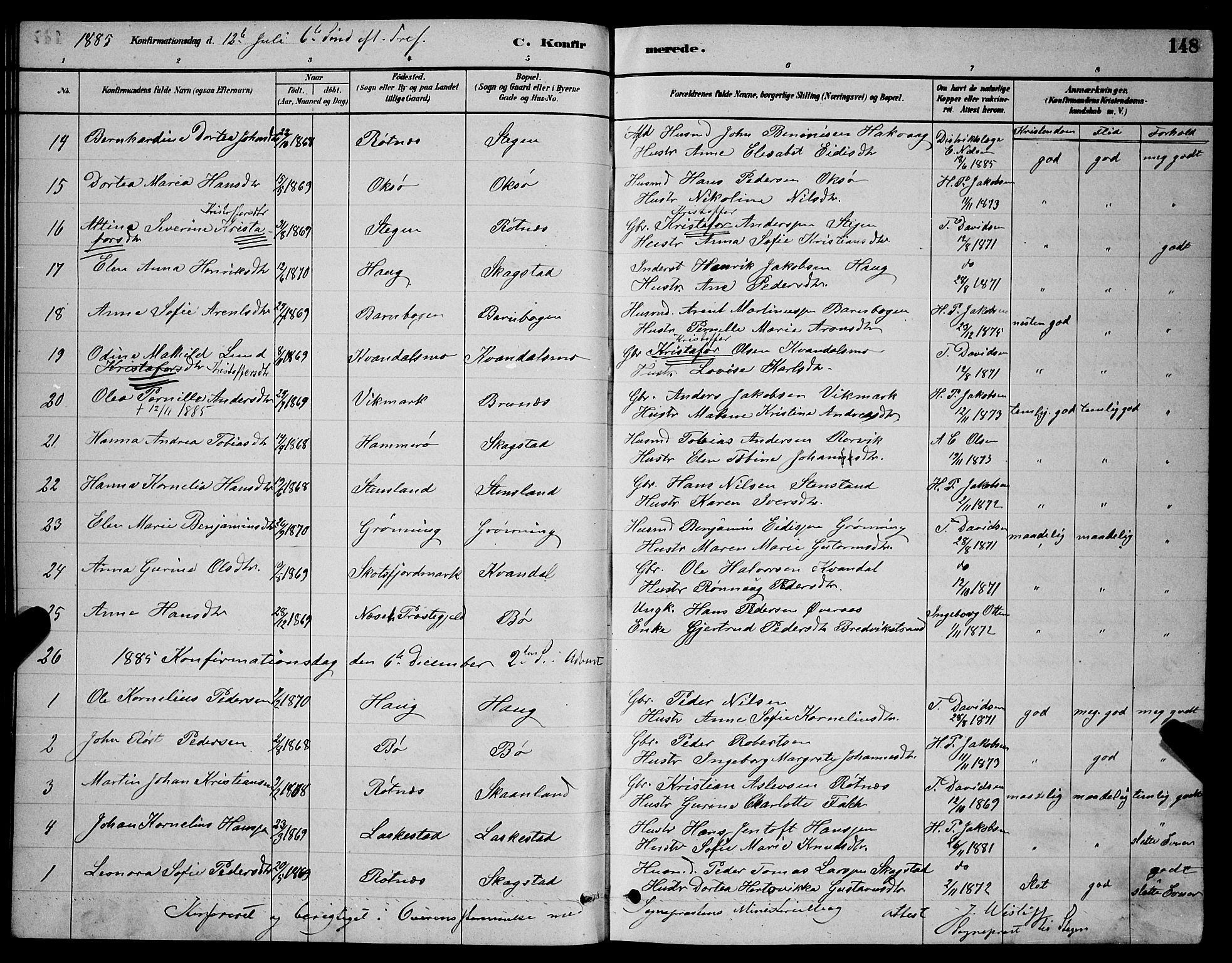 Ministerialprotokoller, klokkerbøker og fødselsregistre - Nordland, AV/SAT-A-1459/855/L0816: Parish register (copy) no. 855C05, 1879-1894, p. 148