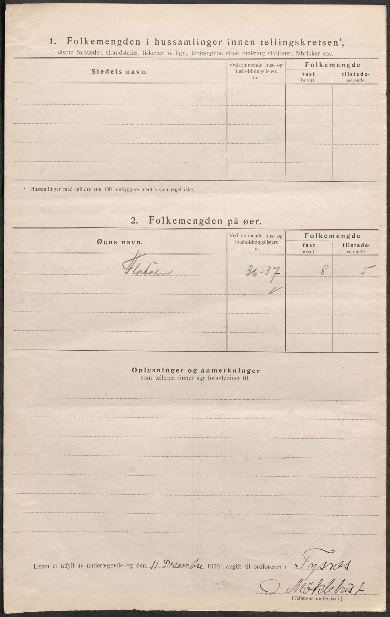 SAB, 1920 census for Tysnes, 1920, p. 37