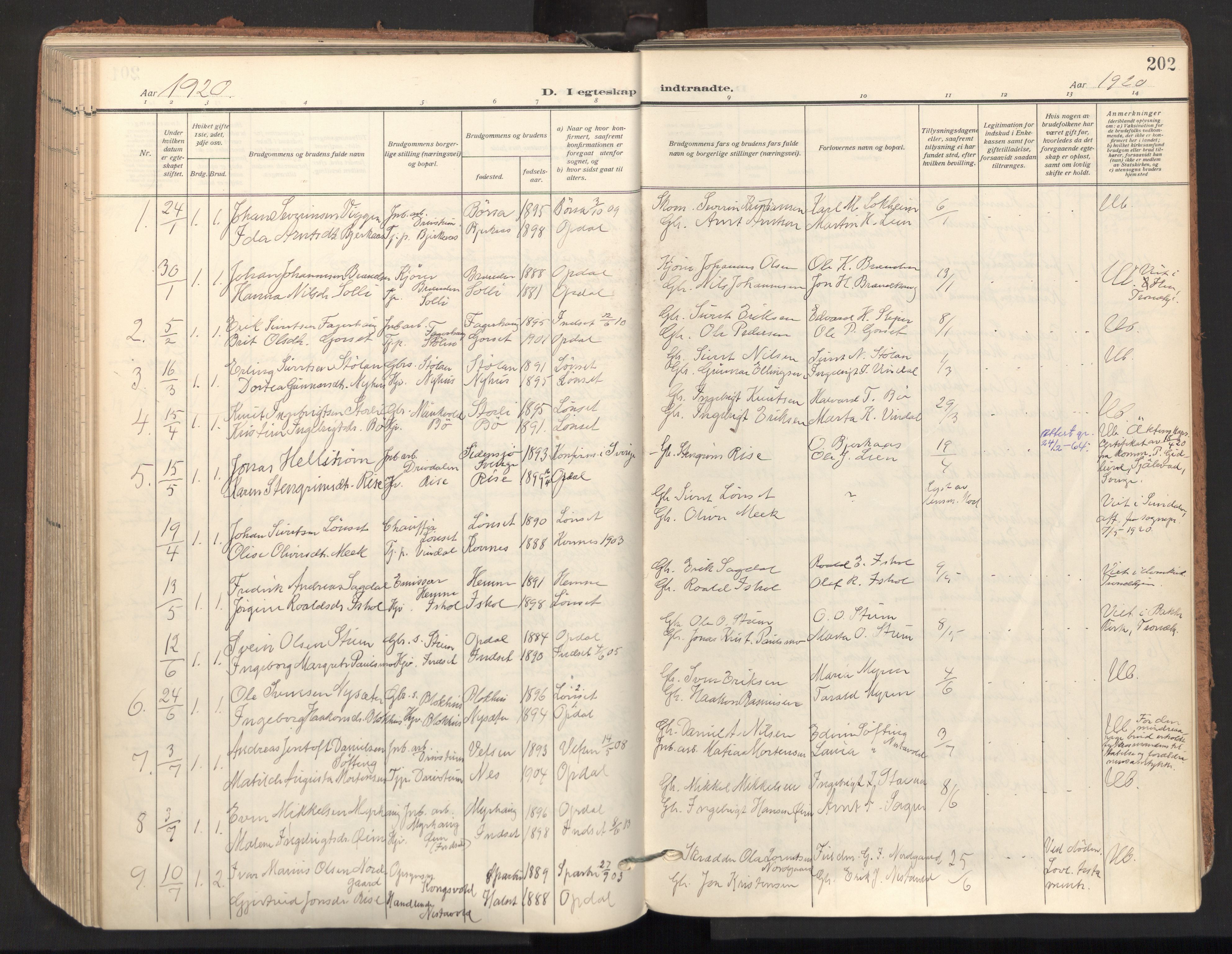 Ministerialprotokoller, klokkerbøker og fødselsregistre - Sør-Trøndelag, SAT/A-1456/678/L0909: Parish register (official) no. 678A17, 1912-1930, p. 202