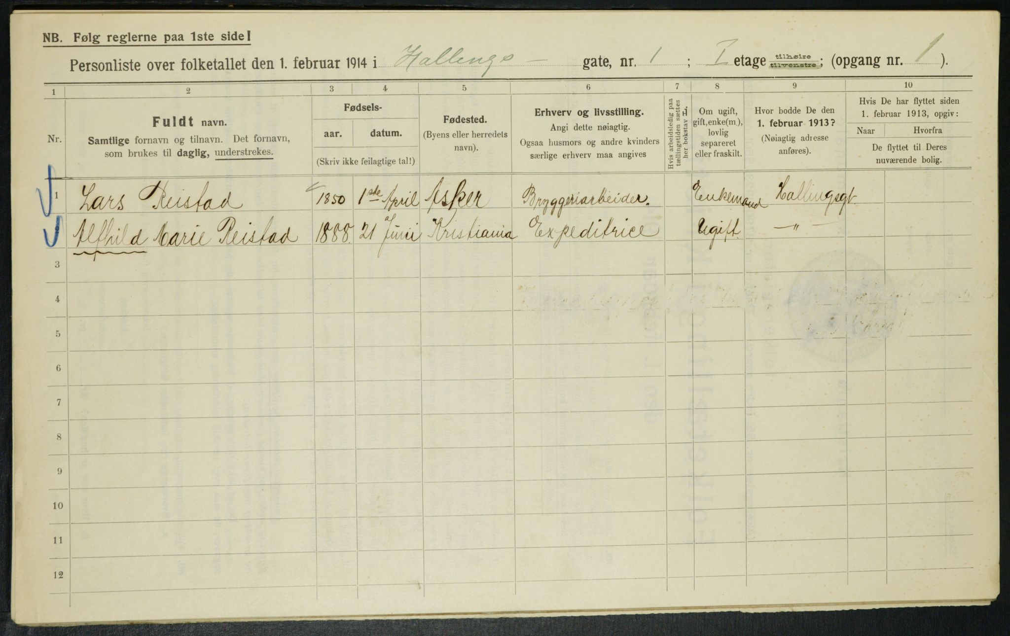 OBA, Municipal Census 1914 for Kristiania, 1914, p. 34108