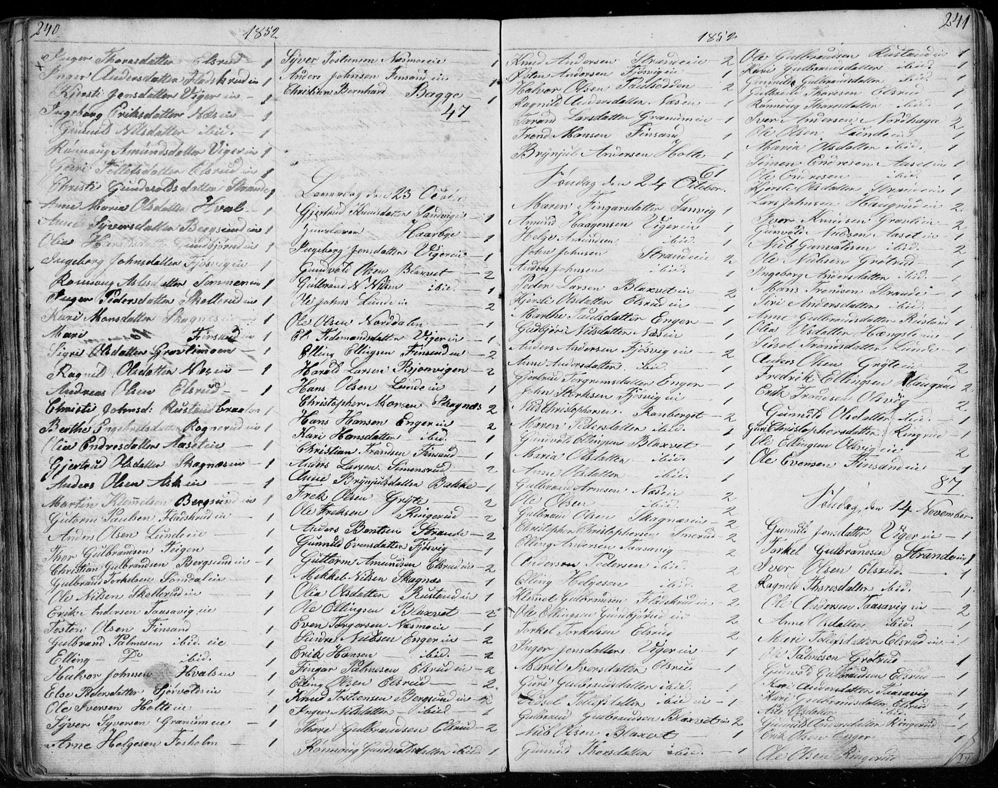 Ådal kirkebøker, AV/SAKO-A-248/G/Ga/L0002: Parish register (copy) no. I 2, 1840-1861, p. 240-241