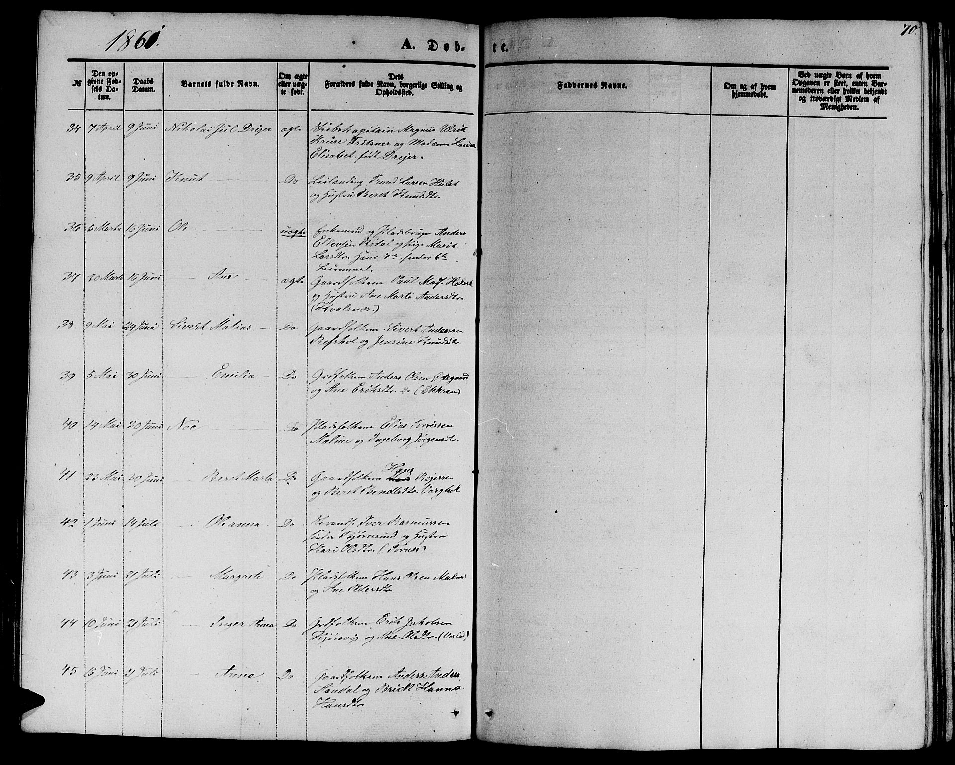 Ministerialprotokoller, klokkerbøker og fødselsregistre - Møre og Romsdal, AV/SAT-A-1454/565/L0753: Parish register (copy) no. 565C02, 1845-1870, p. 70