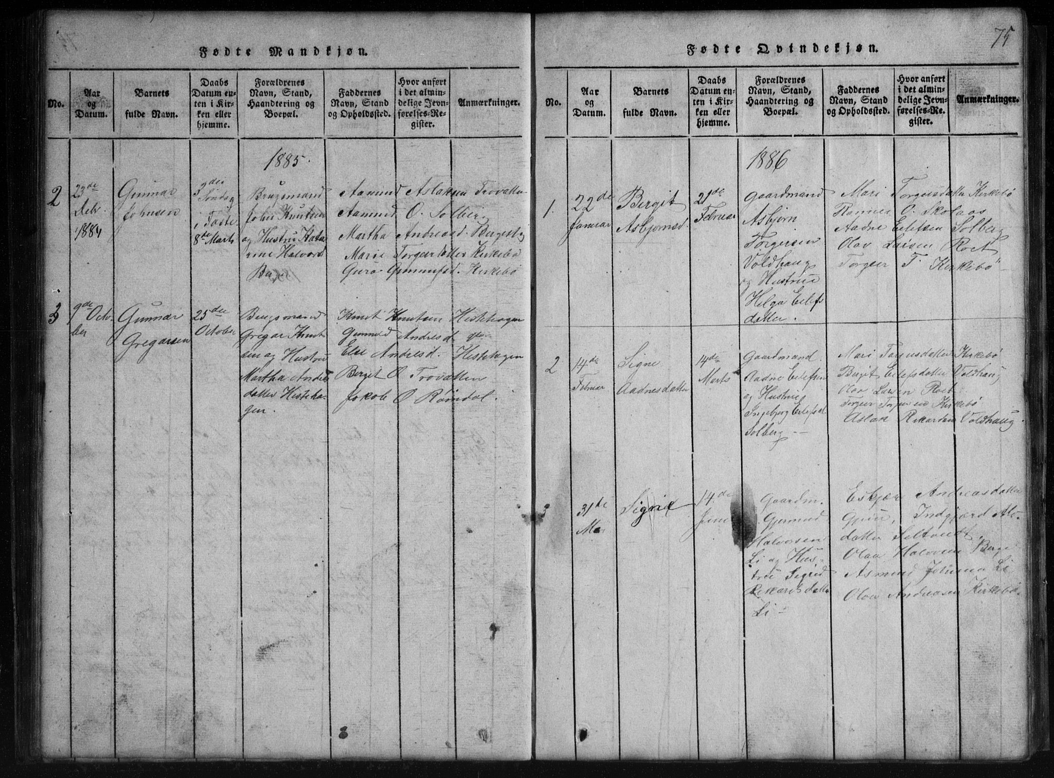 Rauland kirkebøker, SAKO/A-292/G/Gb/L0001: Parish register (copy) no. II 1, 1815-1886, p. 75