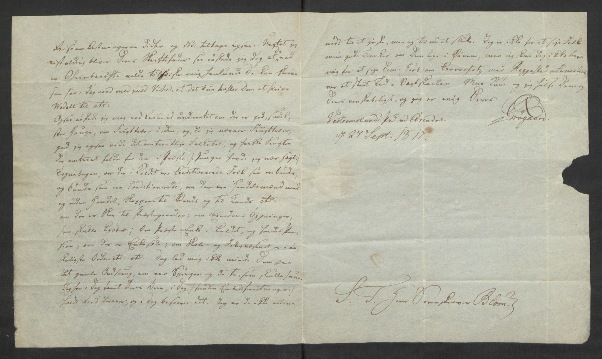 Blom, Gustav Peter, AV/RA-PA-0568/F/L0001/0002: Brev og manuskripter / Brev fra bl.a. Esmarch, Løvenskiold, Wedel Jarlsberg, Schwach, Grøgaard, Neumann, Hans Jørgen Blom, 1812-1863, p. 44