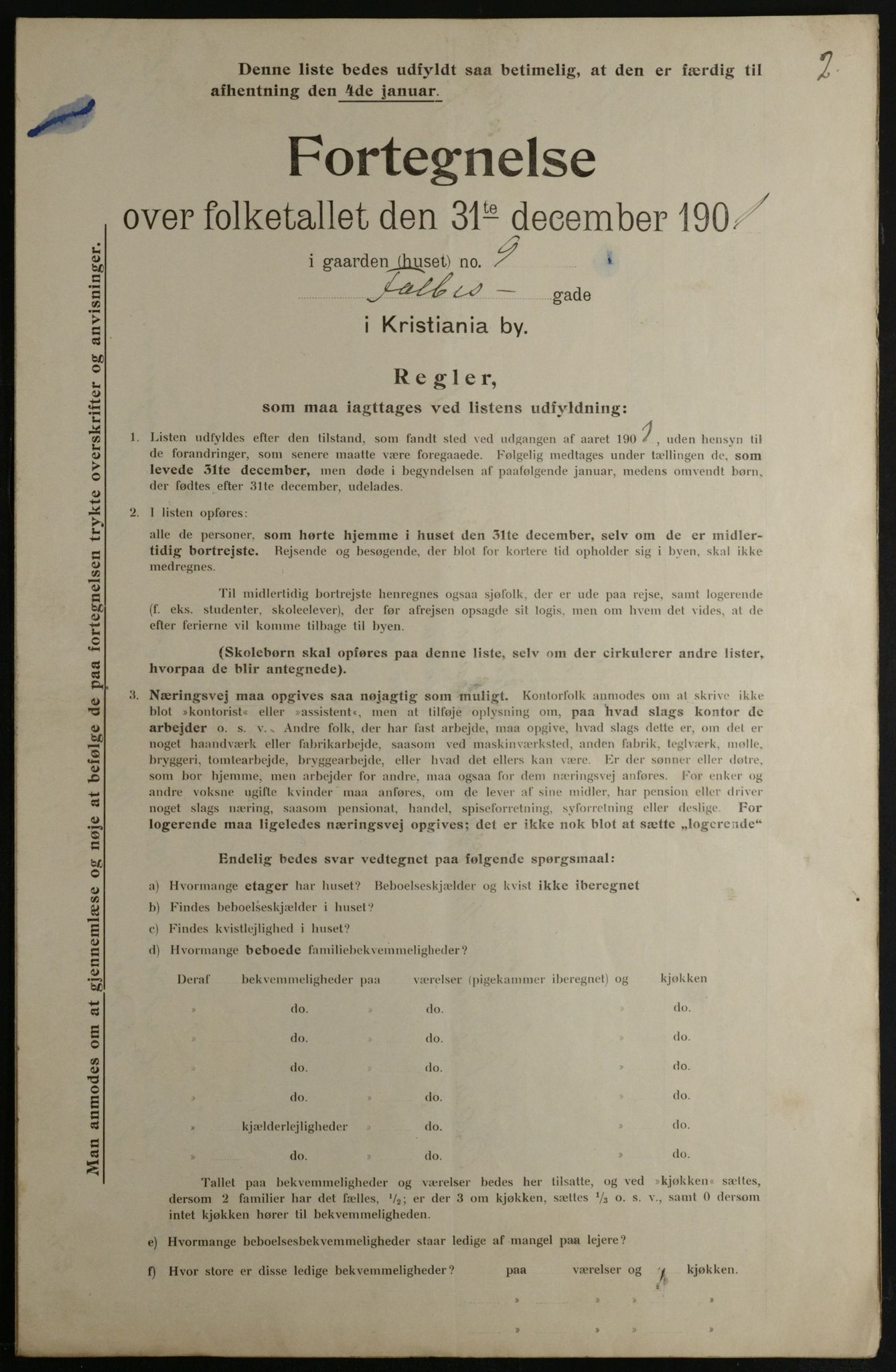 OBA, Municipal Census 1901 for Kristiania, 1901, p. 3767