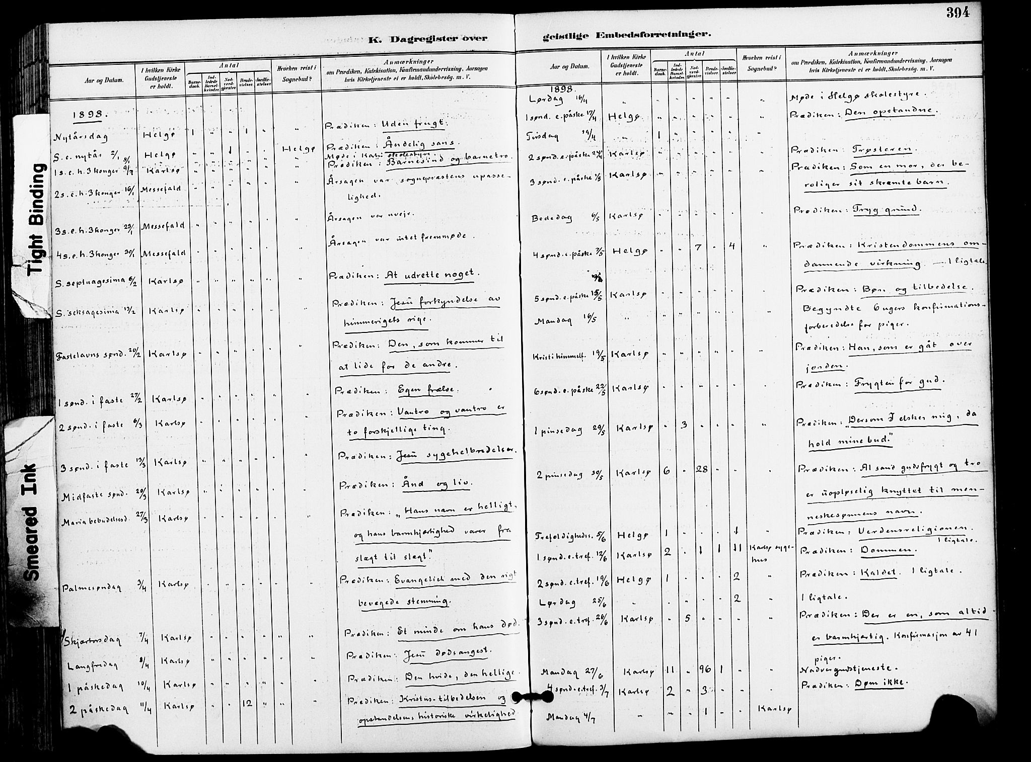 Karlsøy sokneprestembete, AV/SATØ-S-1299/H/Ha/Haa/L0007kirke: Parish register (official) no. 7, 1891-1902, p. 394