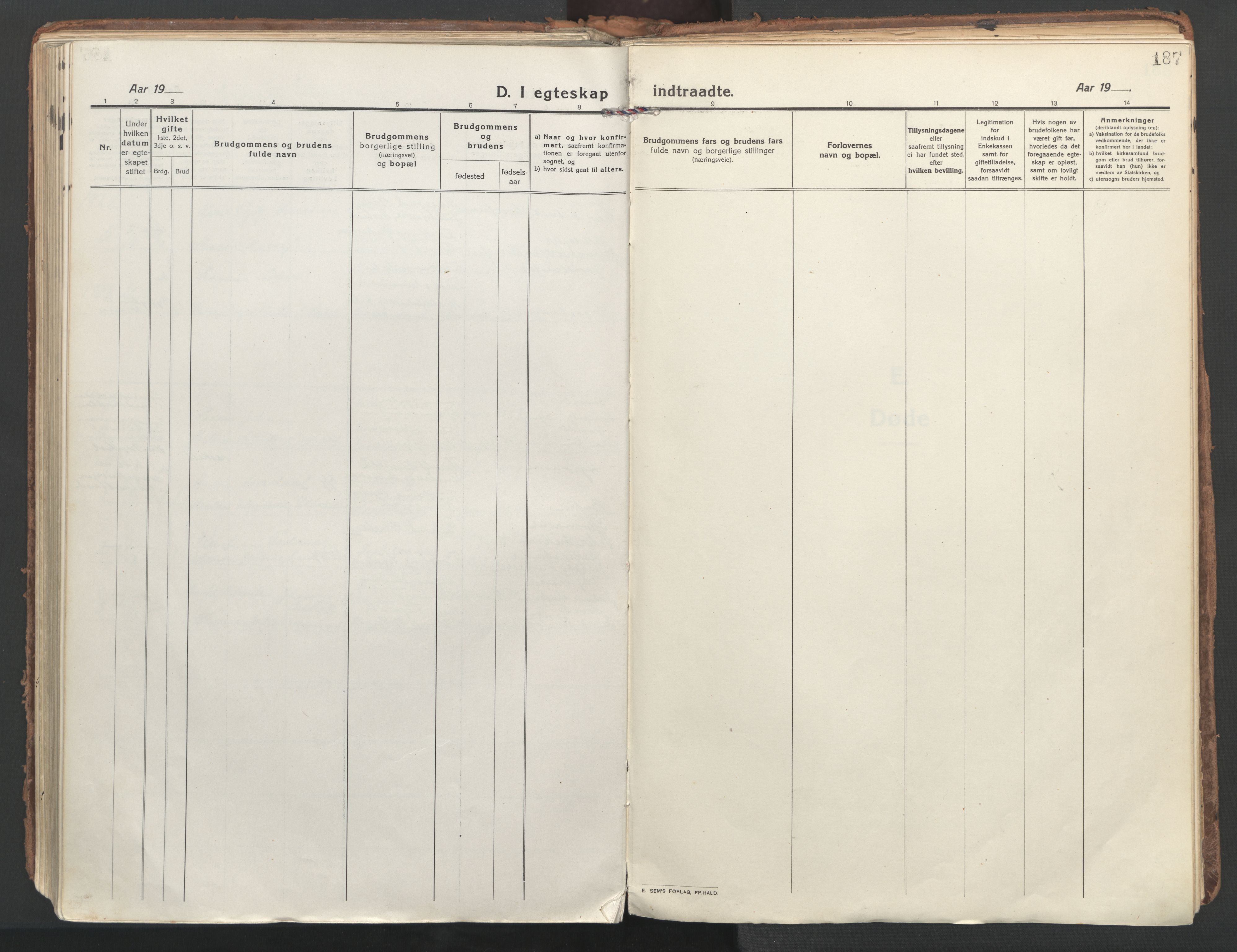 Laksevåg Sokneprestembete, AV/SAB-A-76501/H/Ha/Haa/Haaa/L0002: Parish register (official) no. A 2, 1917-1927, p. 187