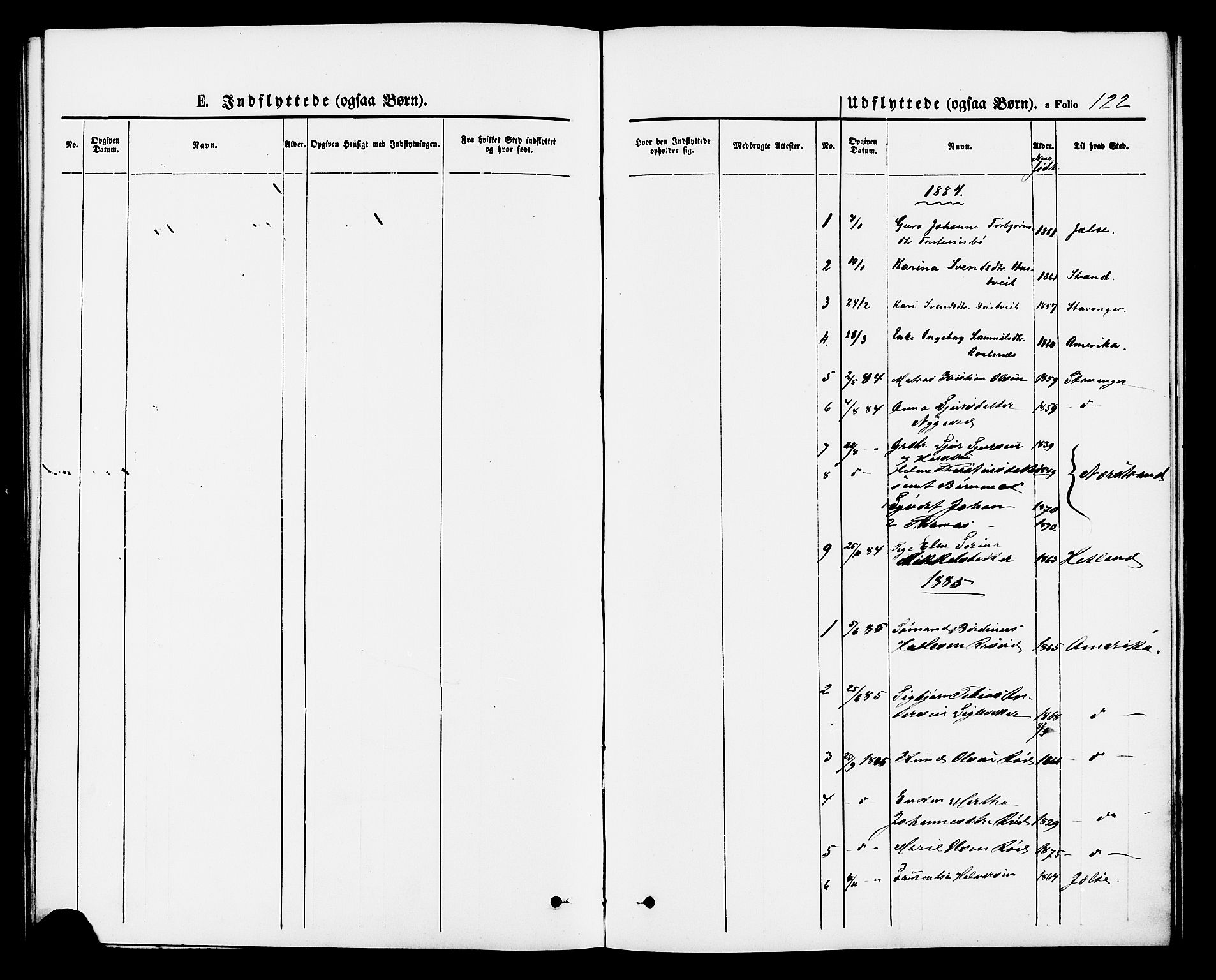 Vikedal sokneprestkontor, SAST/A-101840/01/IV: Parish register (official) no. A 9, 1868-1885, p. 122