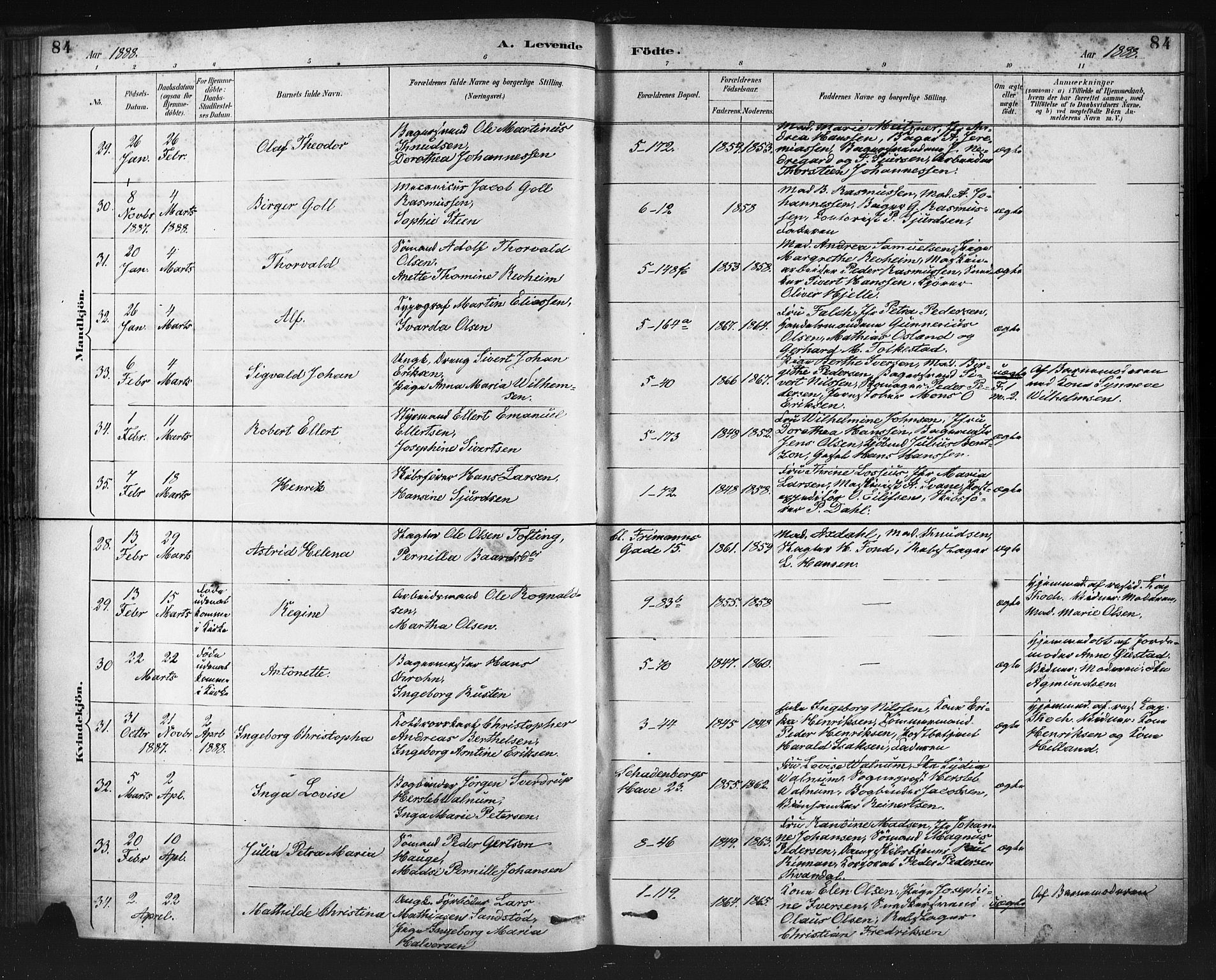 Nykirken Sokneprestembete, AV/SAB-A-77101/H/Haa: Parish register (official) no. B 5, 1885-1894, p. 84