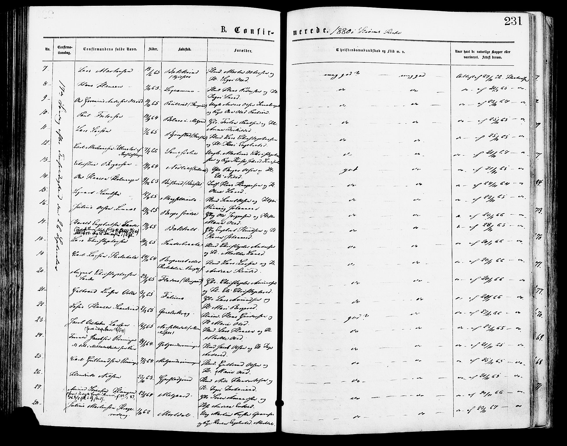 Sør-Odal prestekontor, AV/SAH-PREST-030/H/Ha/Haa/L0005: Parish register (official) no. 5, 1876-1885, p. 231