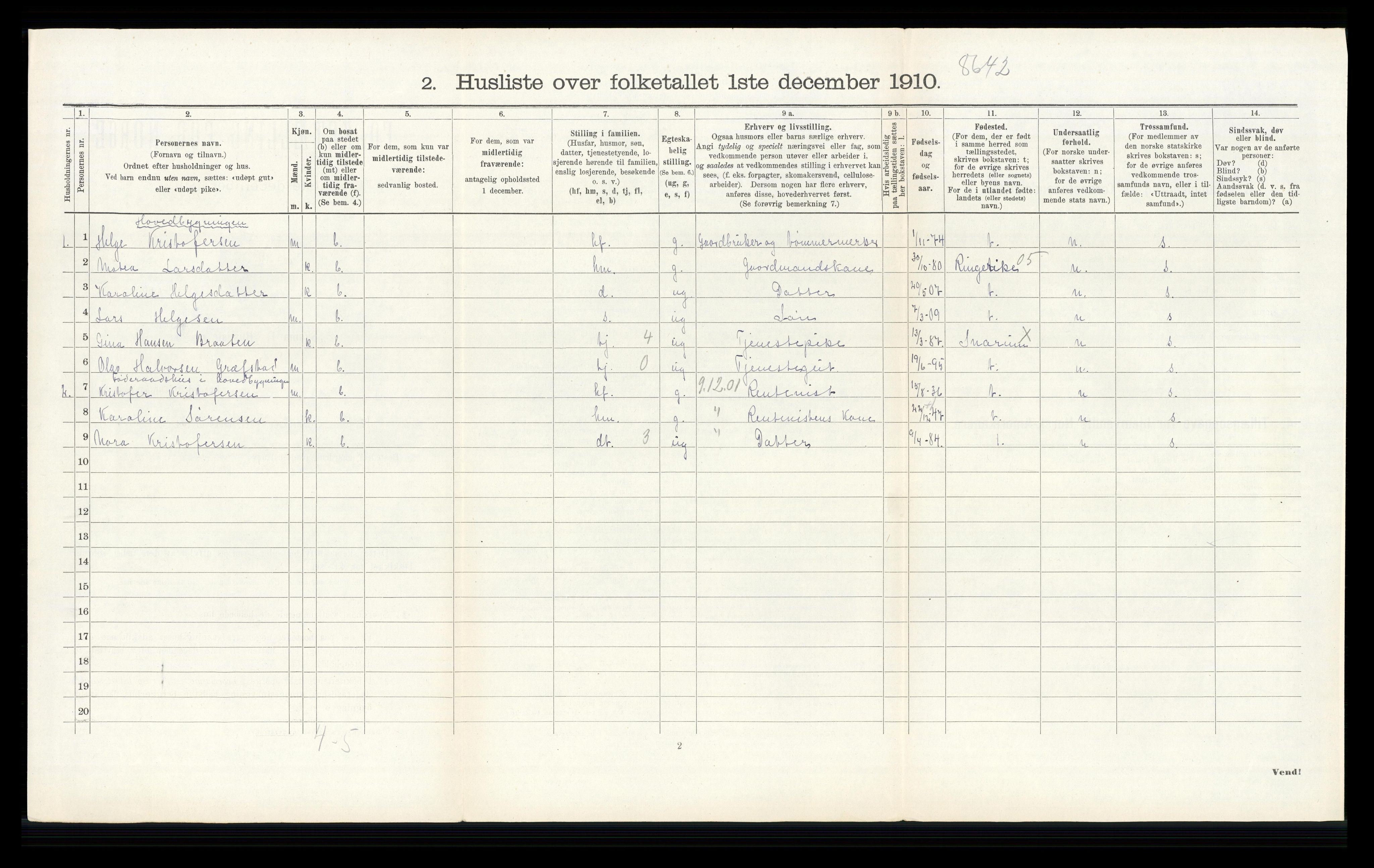 RA, 1910 census for Modum, 1910, p. 3217