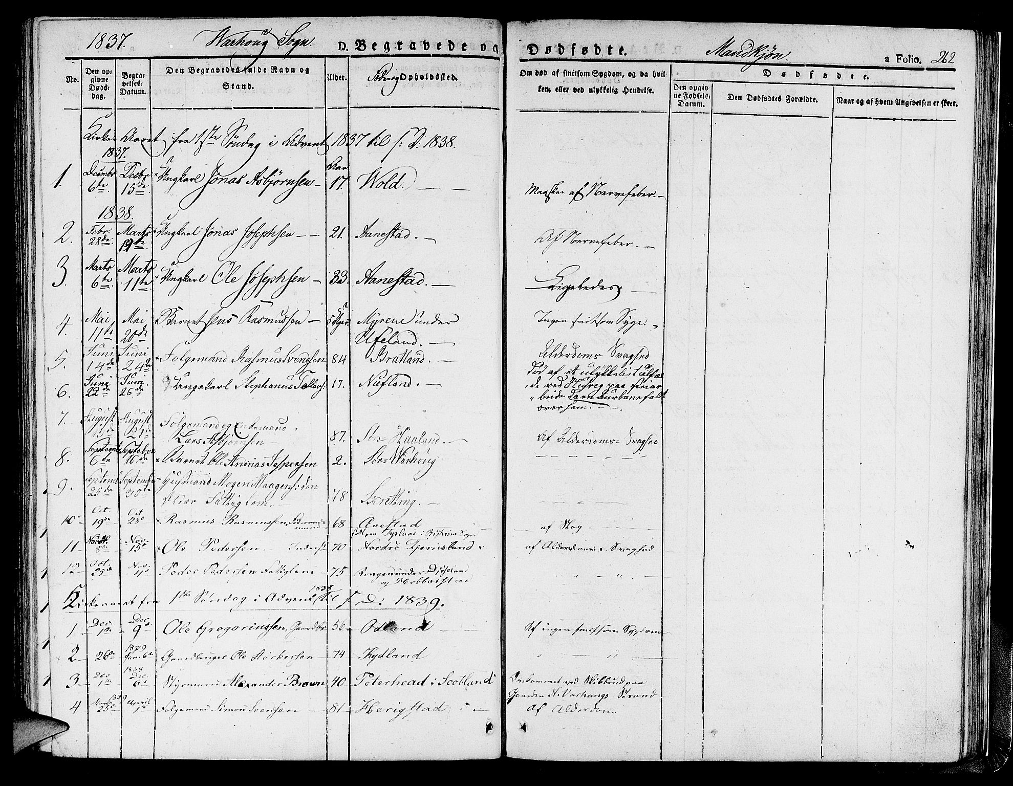 Hå sokneprestkontor, SAST/A-101801/001/30BA/L0004: Parish register (official) no. A 4.1 /2, 1826-1841, p. 262