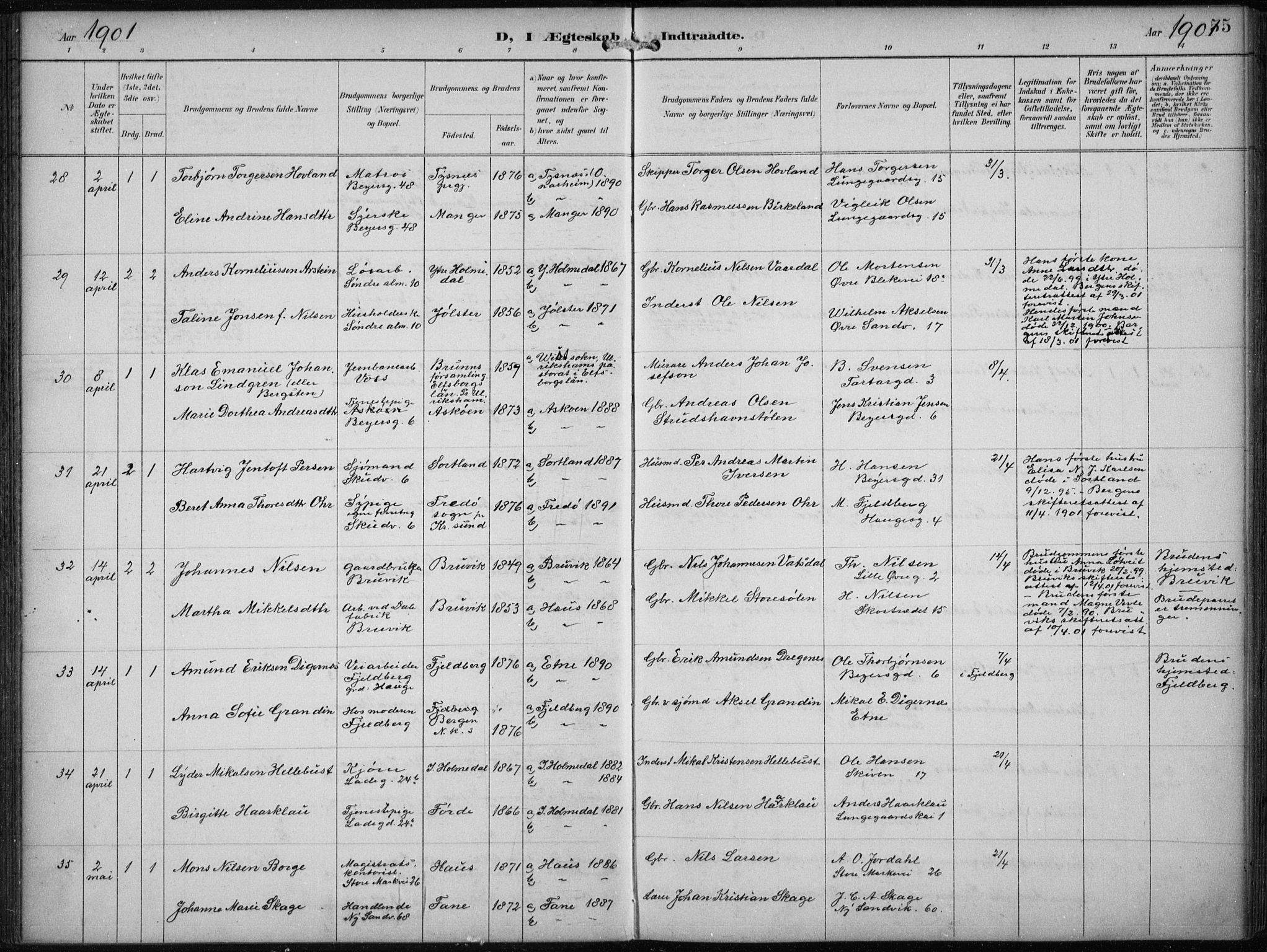 Sandviken Sokneprestembete, AV/SAB-A-77601/H/Ha/L0014: Parish register (official) no. D 1, 1896-1911, p. 55