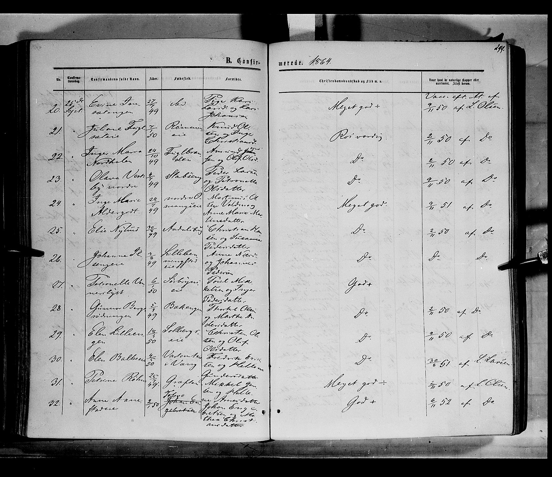 Løten prestekontor, AV/SAH-PREST-022/K/Ka/L0008: Parish register (official) no. 8, 1860-1877, p. 299