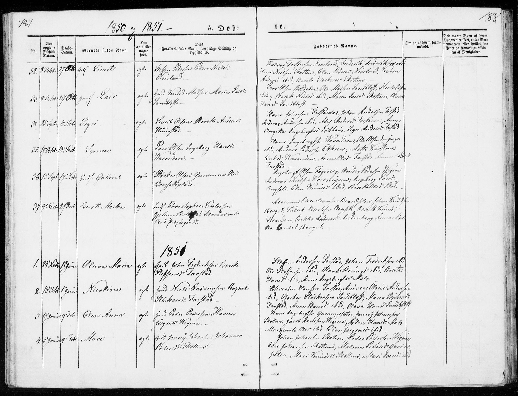 Ministerialprotokoller, klokkerbøker og fødselsregistre - Møre og Romsdal, AV/SAT-A-1454/566/L0766: Parish register (official) no. 566A05, 1842-1851, p. 187-188