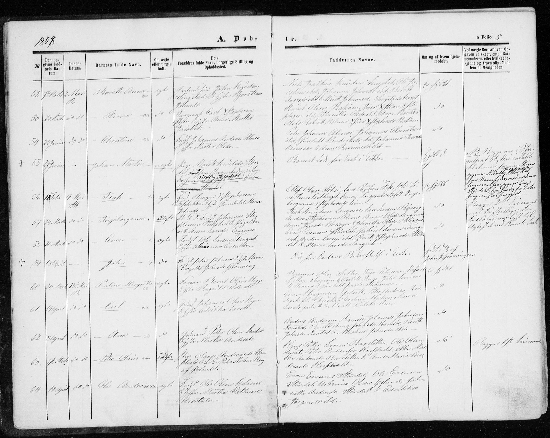 Ministerialprotokoller, klokkerbøker og fødselsregistre - Sør-Trøndelag, AV/SAT-A-1456/646/L0612: Parish register (official) no. 646A10, 1858-1869, p. 5