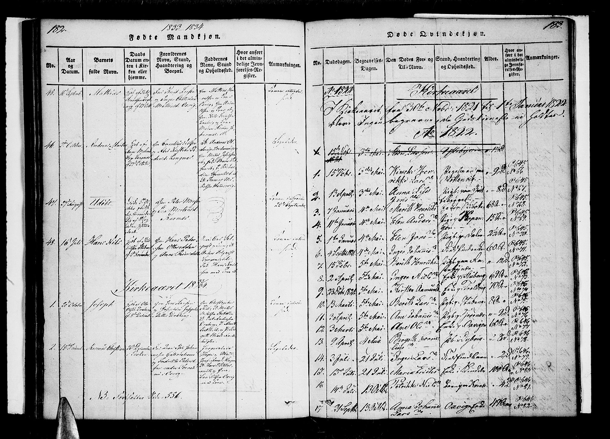 Lyngen sokneprestembete, AV/SATØ-S-1289/H/He/Hea/L0003kirke: Parish register (official) no. 3, 1822-1838, p. 182-183