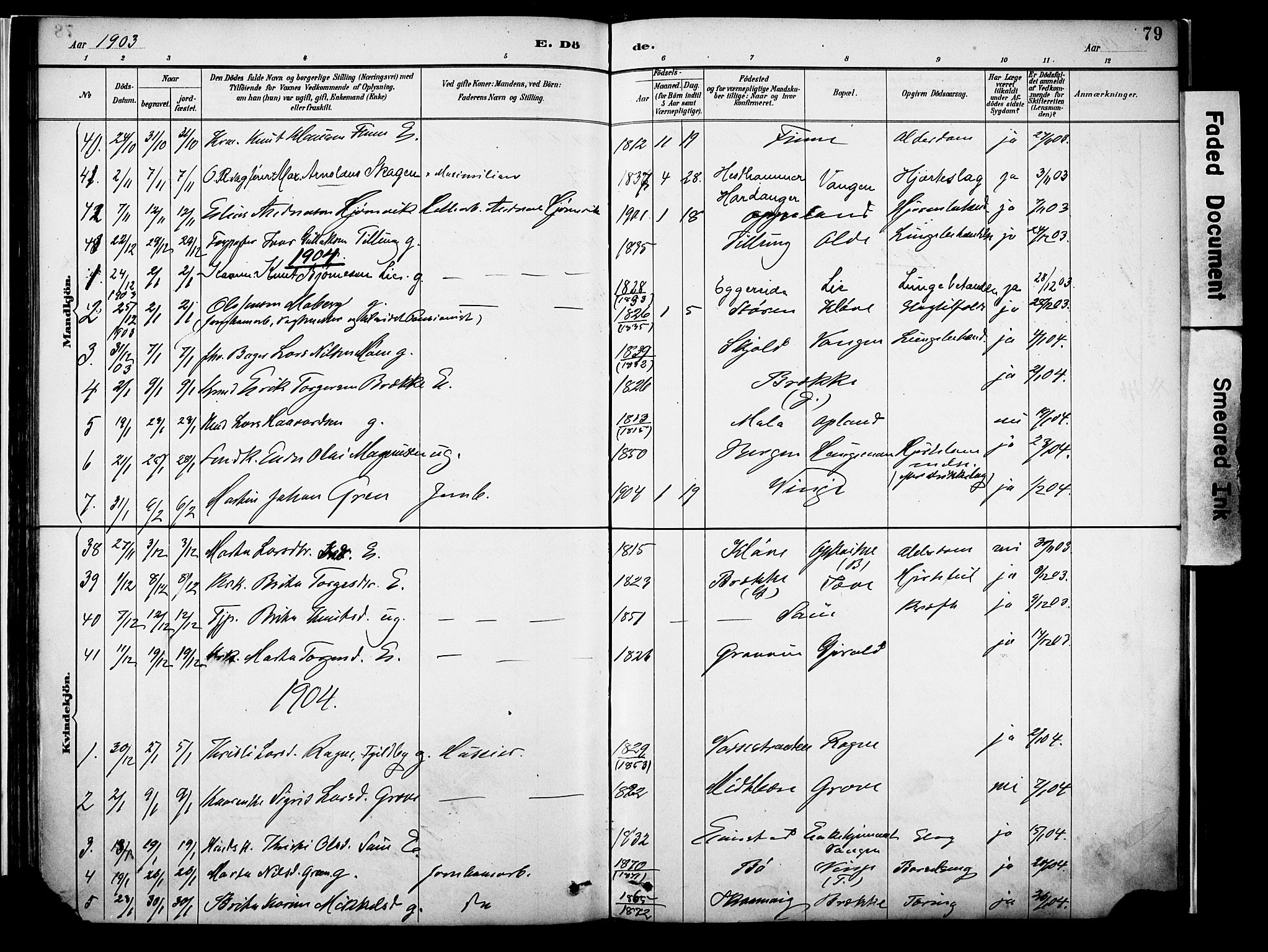 Voss sokneprestembete, SAB/A-79001/H/Haa: Parish register (official) no. A 22, 1887-1909, p. 79