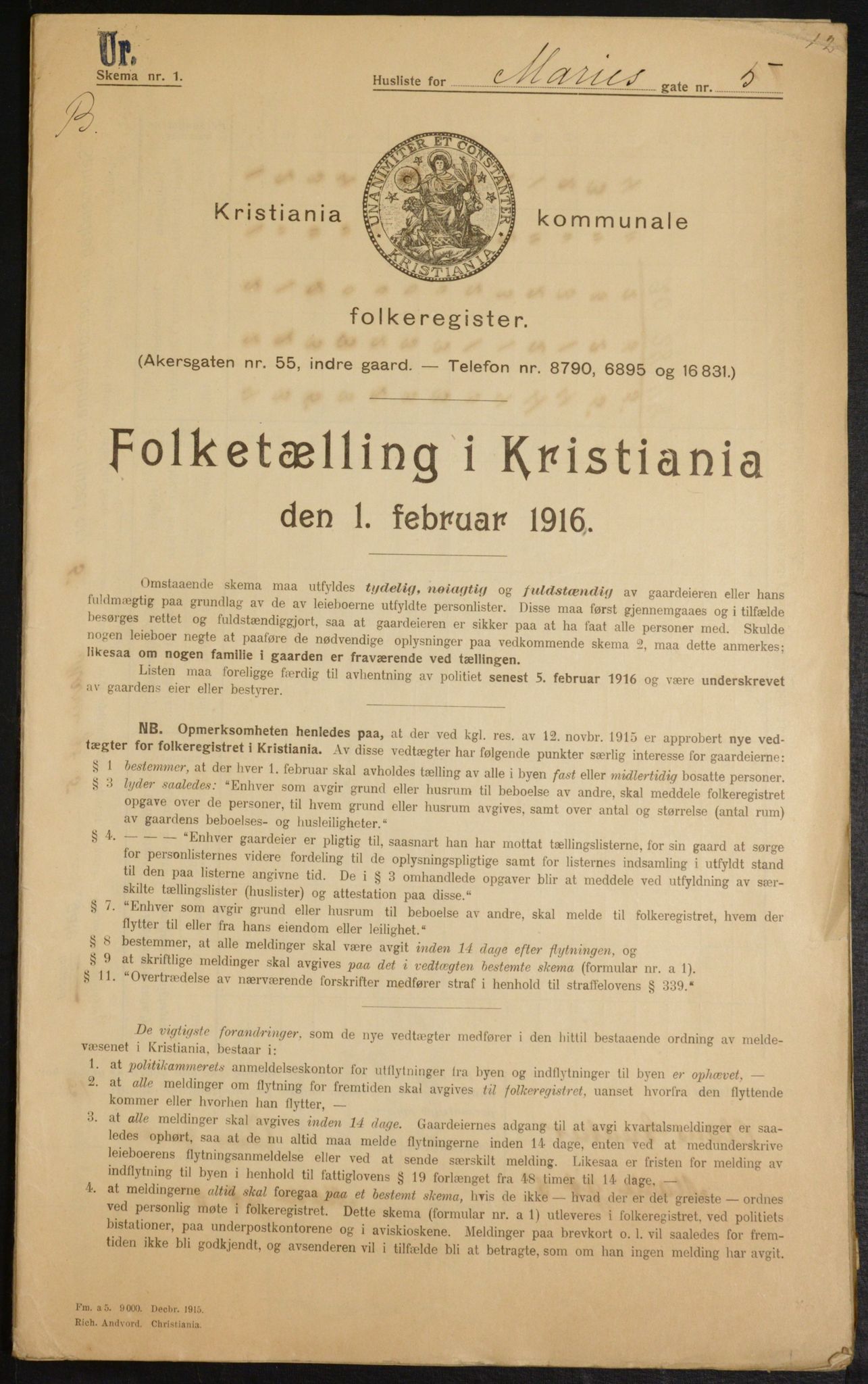 OBA, Municipal Census 1916 for Kristiania, 1916, p. 64228