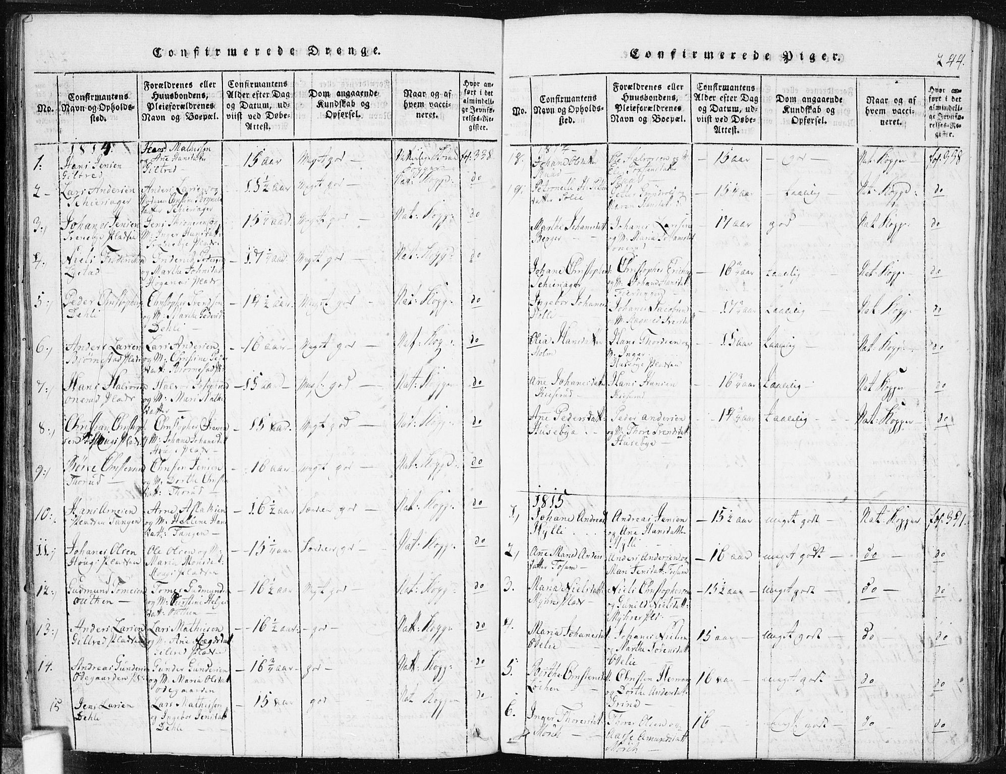 Spydeberg prestekontor Kirkebøker, AV/SAO-A-10924/F/Fa/L0004: Parish register (official) no. I 4, 1814-1841, p. 244