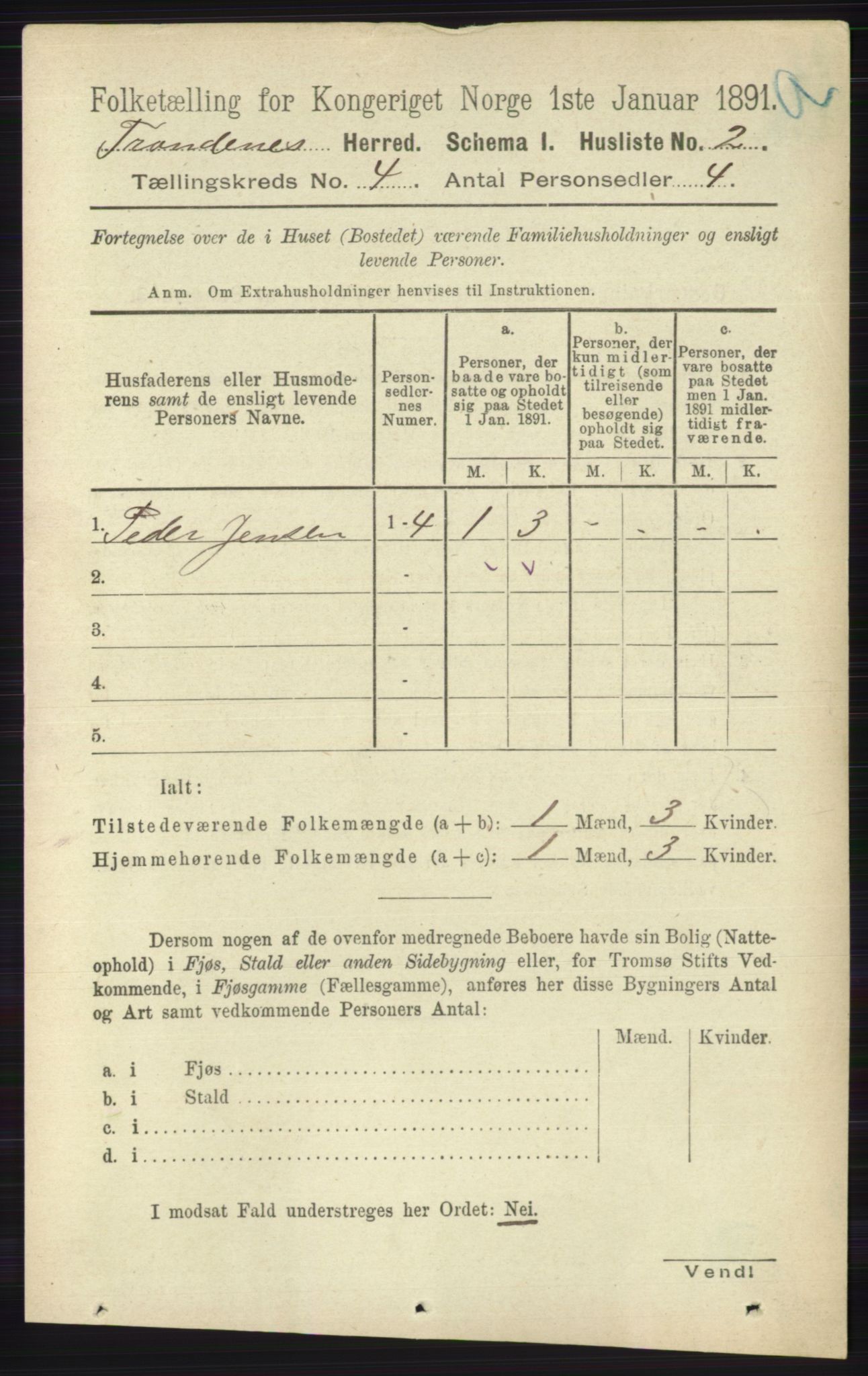 RA, 1891 census for 1914 Trondenes, 1891, p. 1815