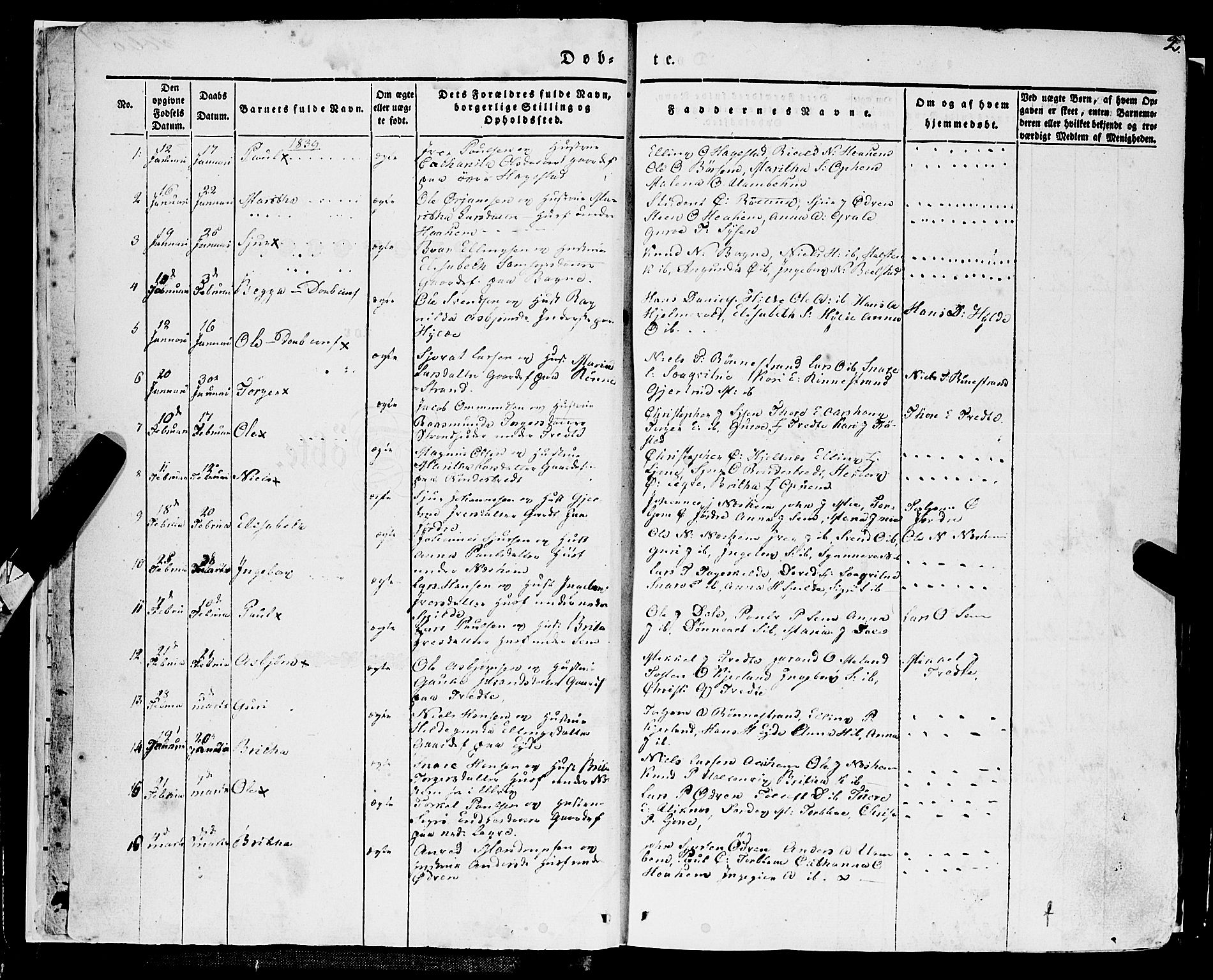 Ulvik sokneprestembete, AV/SAB-A-78801/H/Haa: Parish register (official) no. A 12, 1839-1853, p. 2