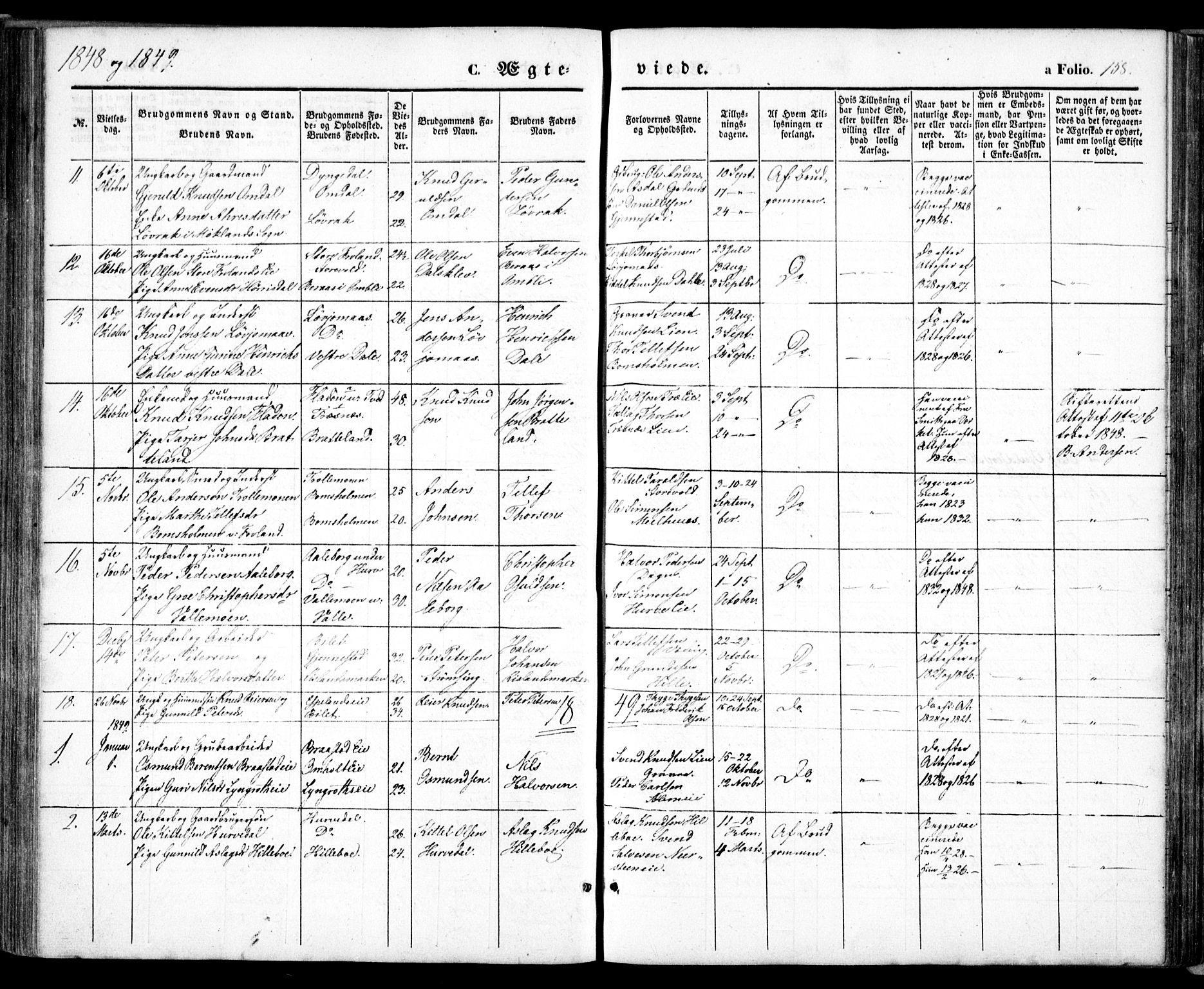 Froland sokneprestkontor, SAK/1111-0013/F/Fa/L0002: Parish register (official) no. A 2, 1845-1863, p. 158