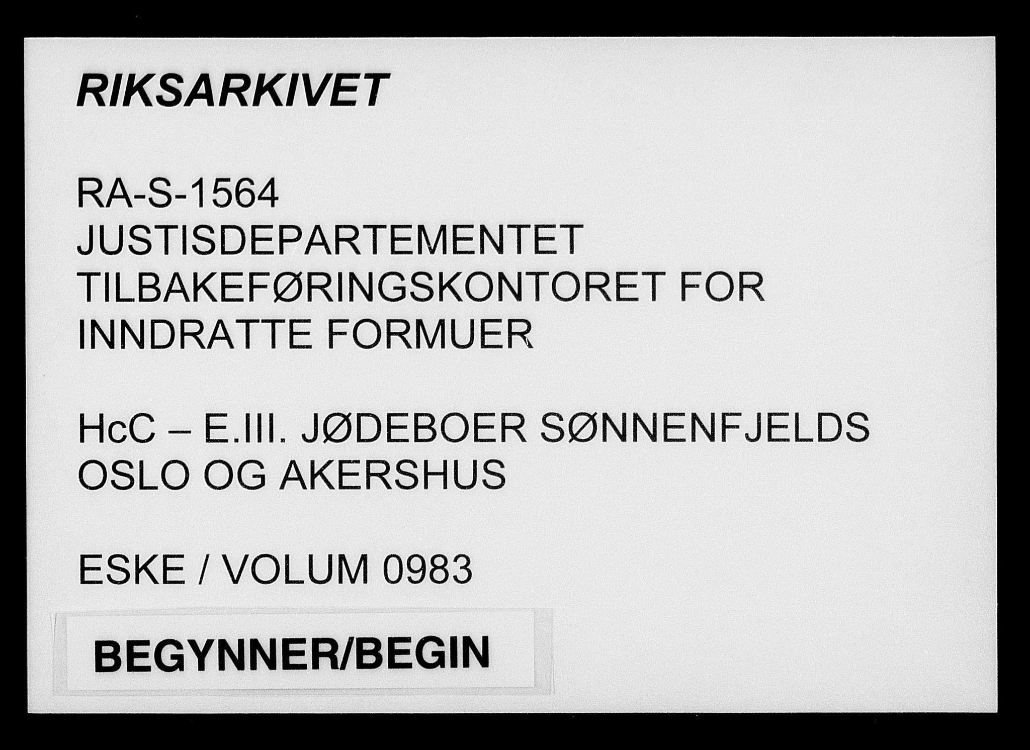 Justisdepartementet, Tilbakeføringskontoret for inndratte formuer, AV/RA-S-1564/H/Hc/Hcc/L0983: --, 1945-1947, p. 1