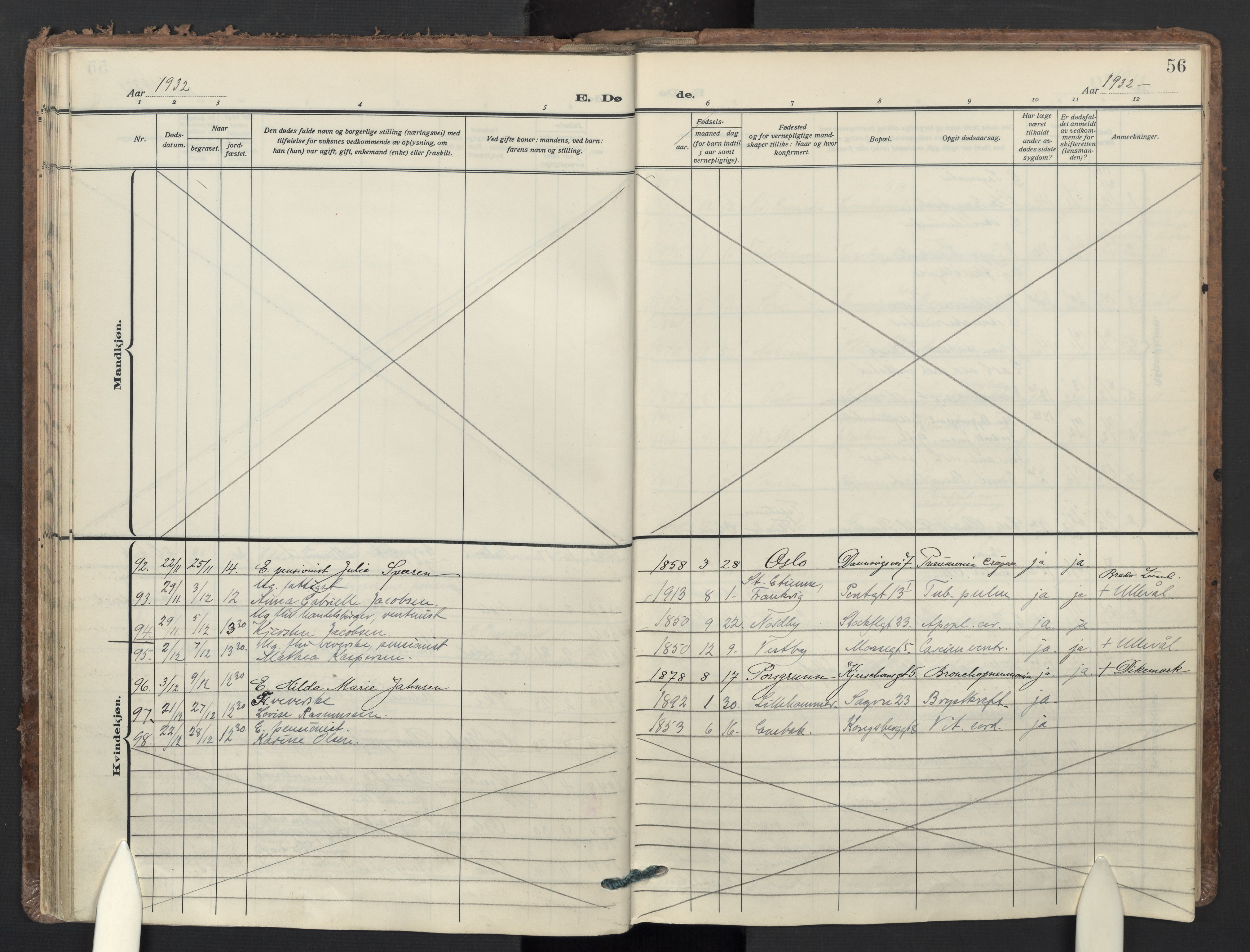 Sagene prestekontor Kirkebøker, AV/SAO-A-10796/F/L0017: Parish register (official) no. 17, 1928-1940, p. 56