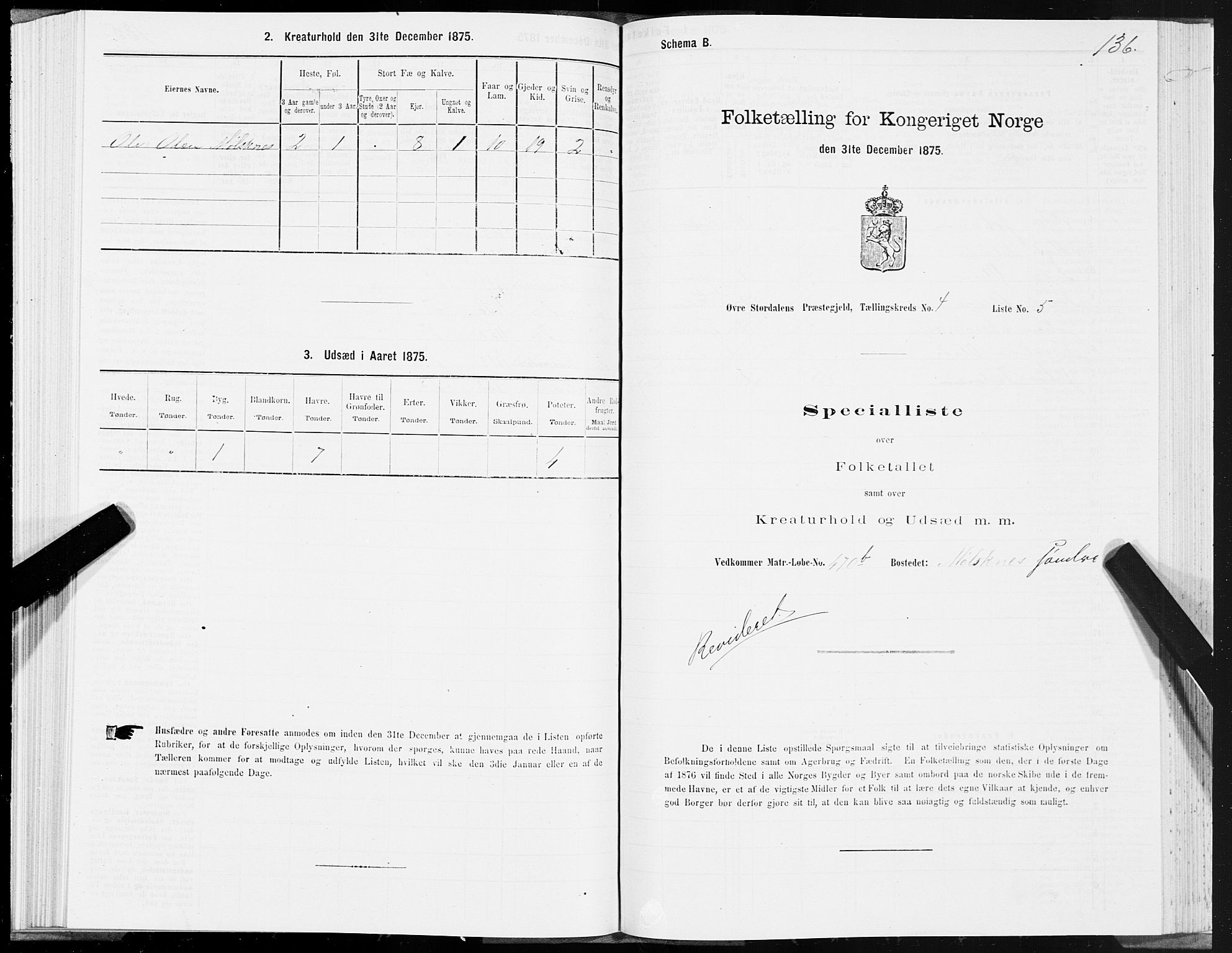 SAT, 1875 census for 1711P Øvre Stjørdal, 1875, p. 2136