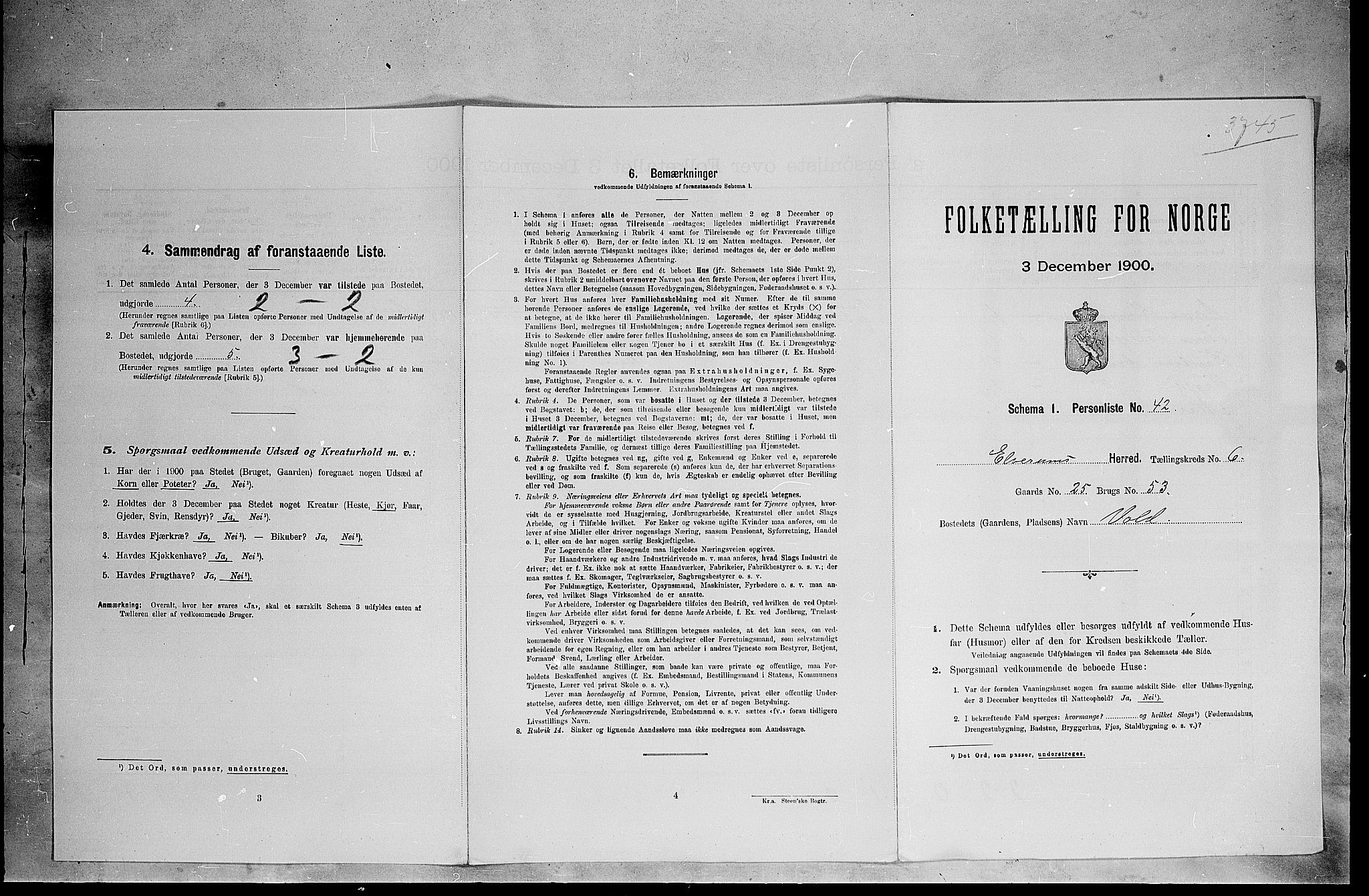 SAH, 1900 census for Elverum, 1900, p. 739