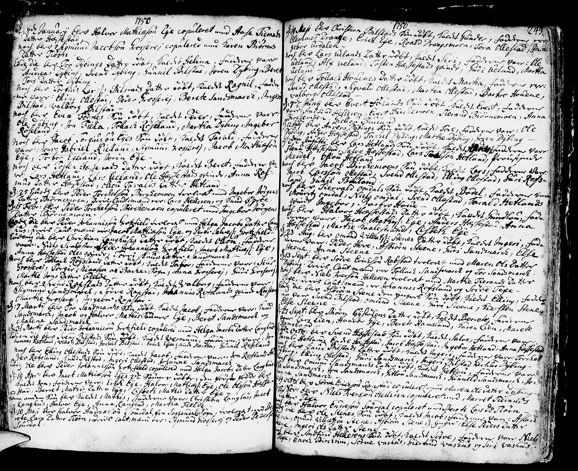 Helleland sokneprestkontor, SAST/A-101810: Parish register (official) no. A 1 /3, 1713-1761, p. 243