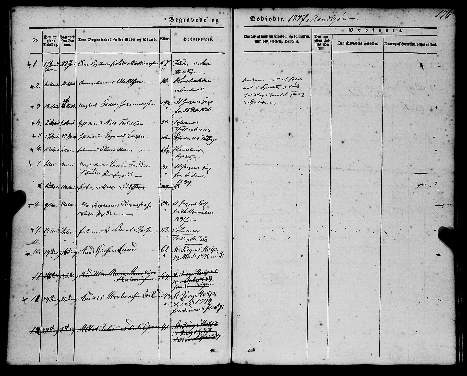 St. Jørgens hospital og Årstad sokneprestembete, AV/SAB-A-99934: Parish register (official) no. A 4, 1844-1863, p. 176