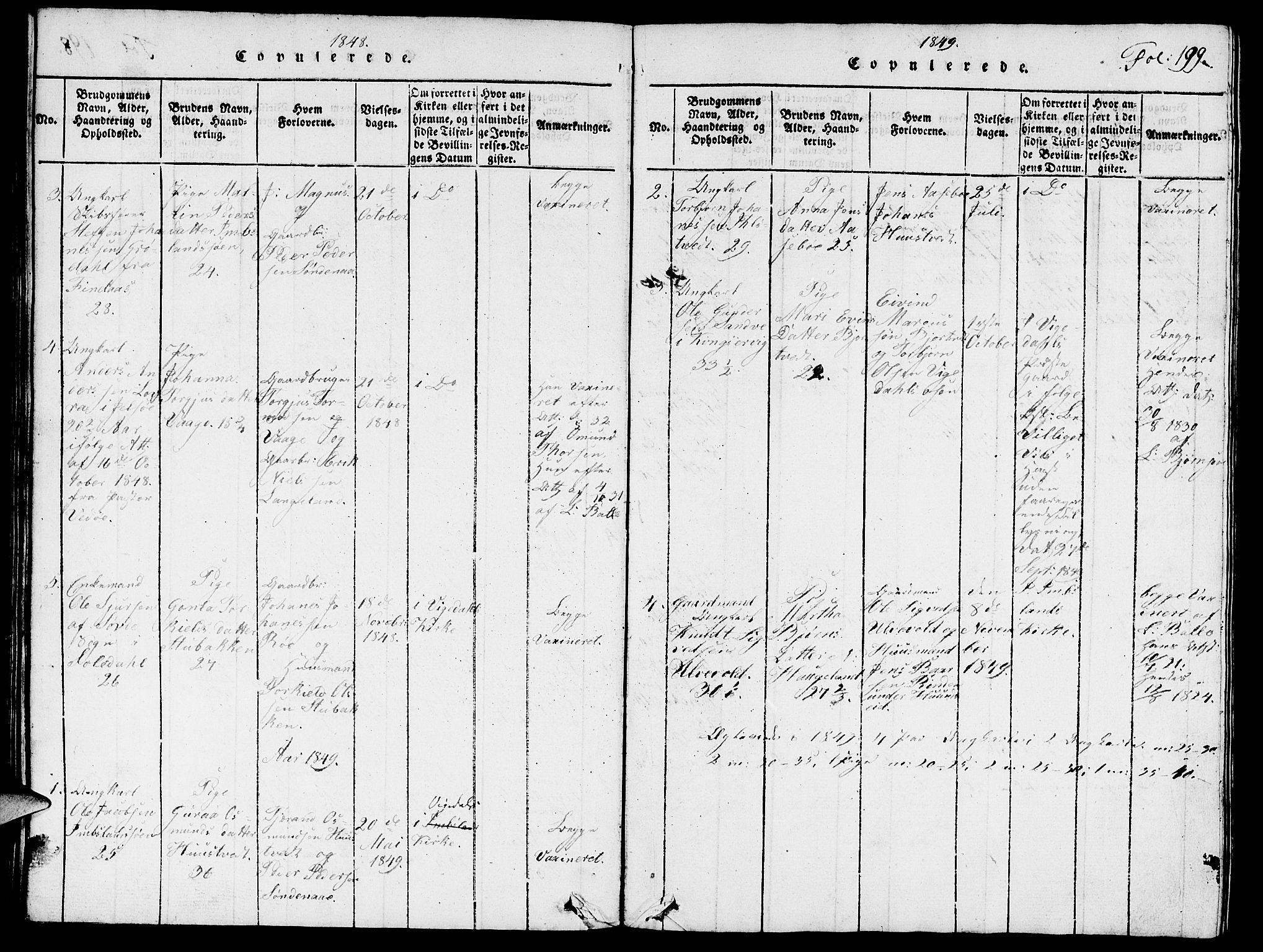Vikedal sokneprestkontor, SAST/A-101840/01/V: Parish register (copy) no. B 3, 1816-1867, p. 199