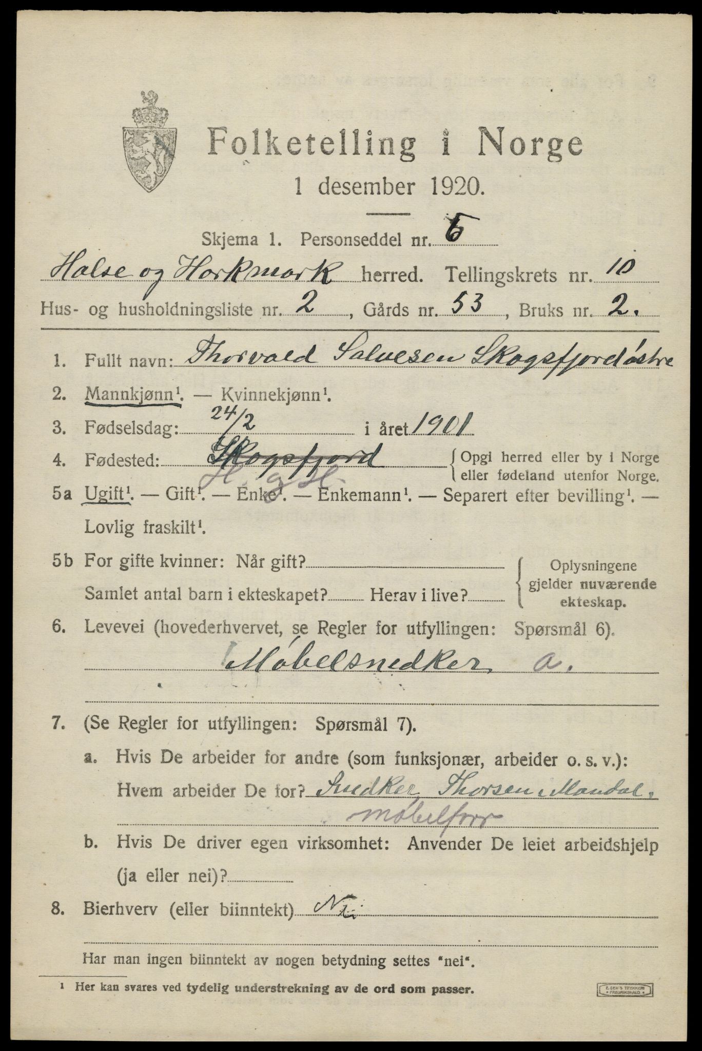SAK, 1920 census for Halse og Harkmark, 1920, p. 5637