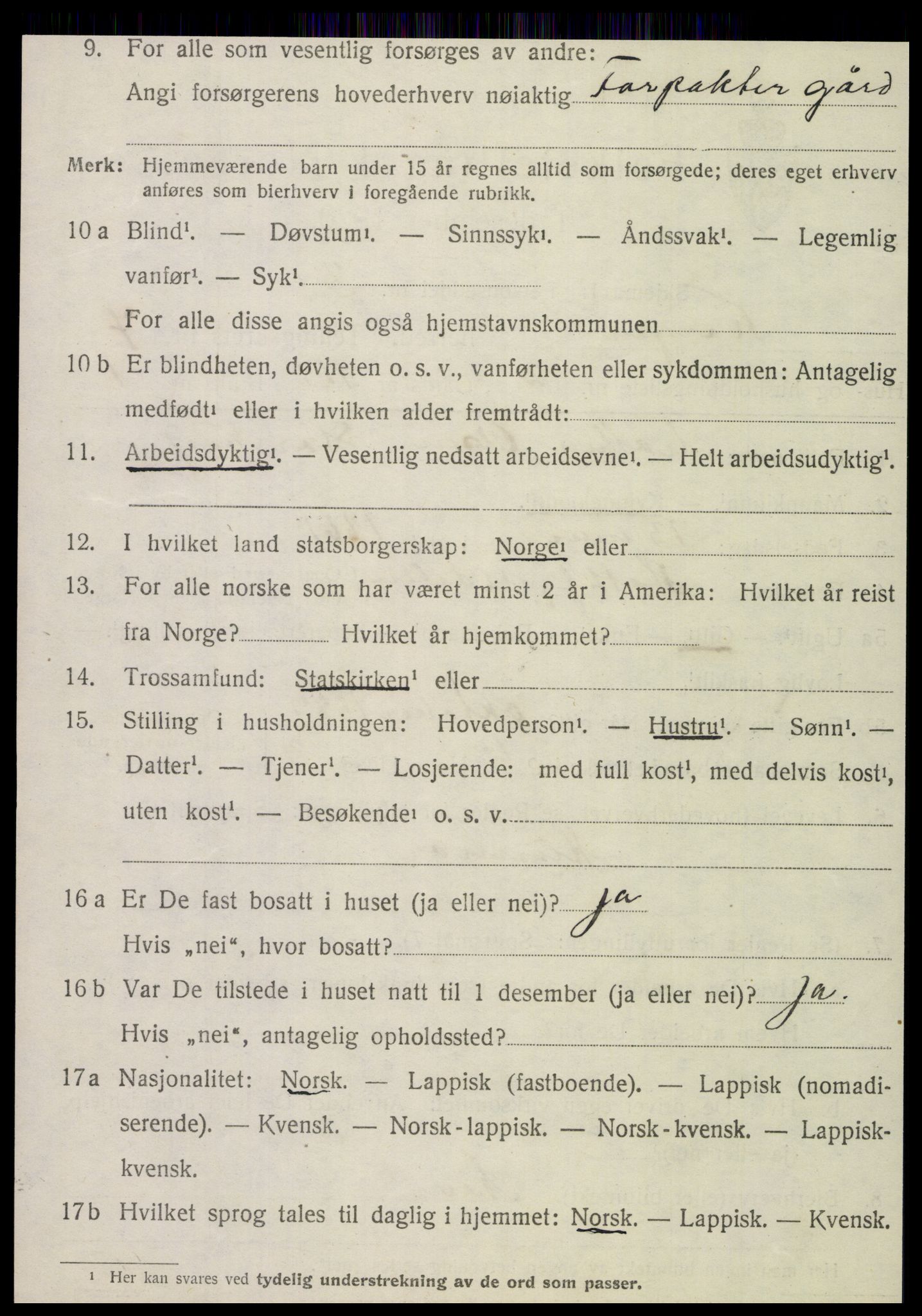 SAT, 1920 census for Korgen, 1920, p. 2793