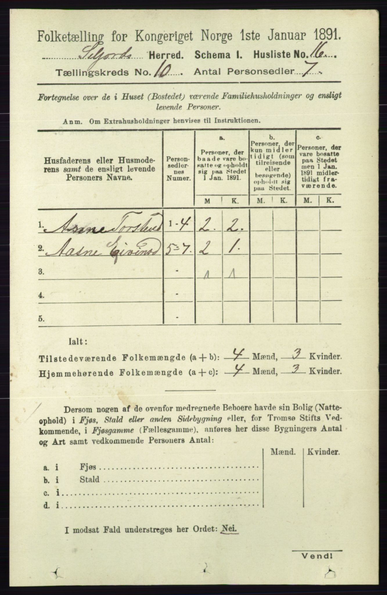 RA, 1891 census for 0828 Seljord, 1891, p. 3419