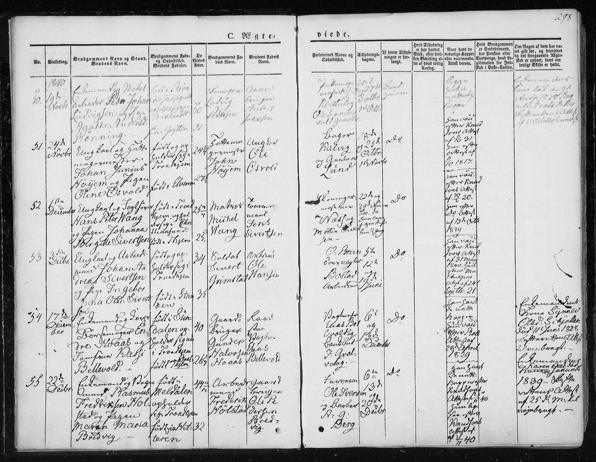 Ministerialprotokoller, klokkerbøker og fødselsregistre - Sør-Trøndelag, SAT/A-1456/601/L0049: Parish register (official) no. 601A17, 1839-1847, p. 298